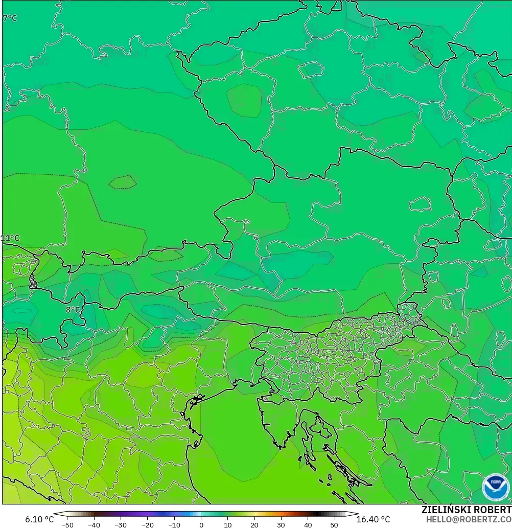 GFS model - Austria, Temperature at 850hPa