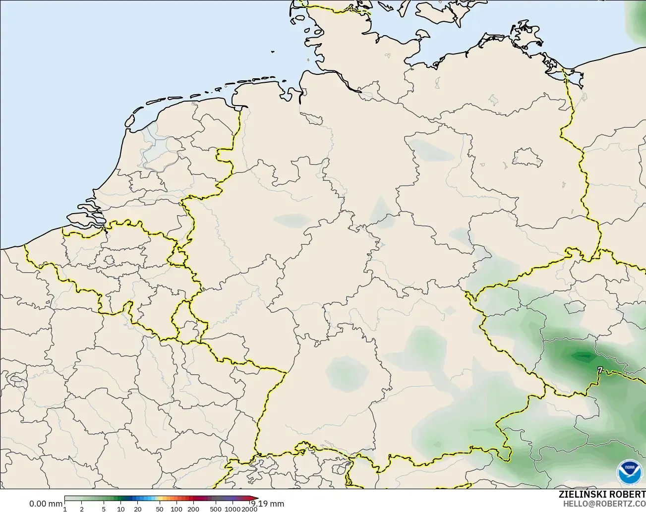 GFS model - Germany, Precipitation Accumulation