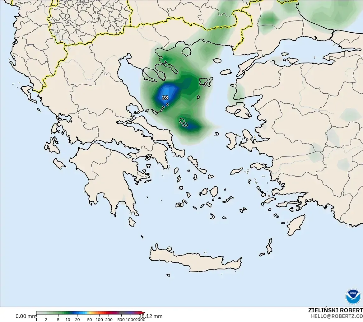GFS model - Greece, Precipitation Accumulation