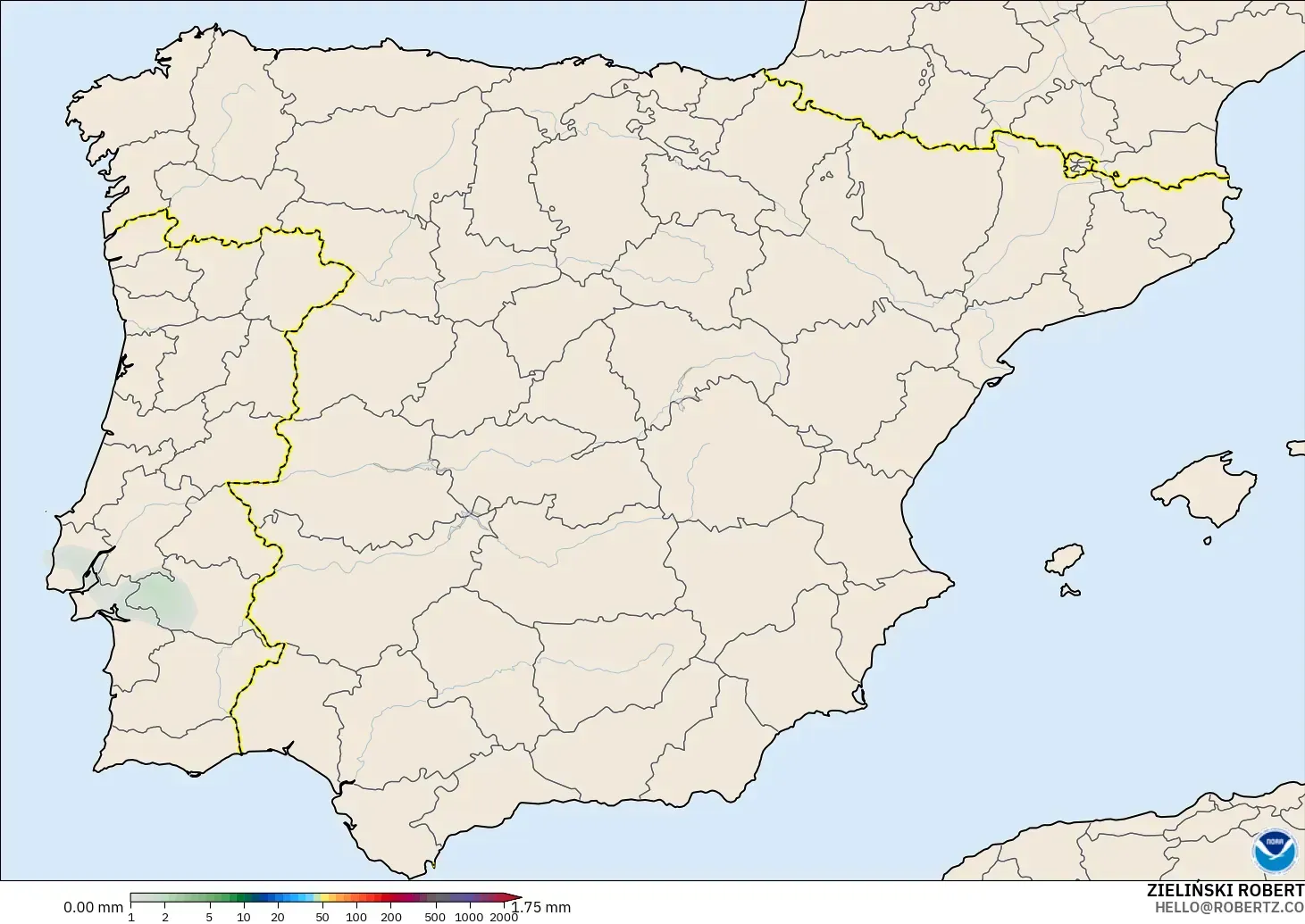 GFS model - Spain, Precipitation Accumulation