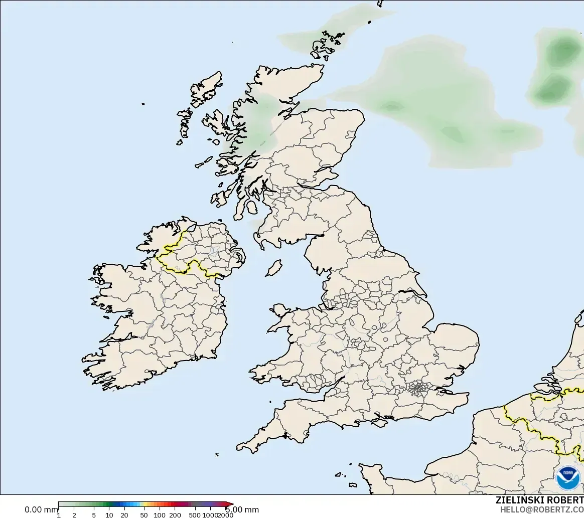 GFS model - United Kingdom, Precipitation Accumulation