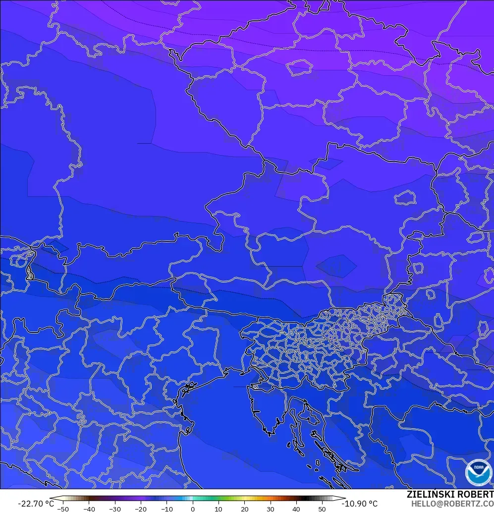 GFS model - Austria, Temperature at 500hPa