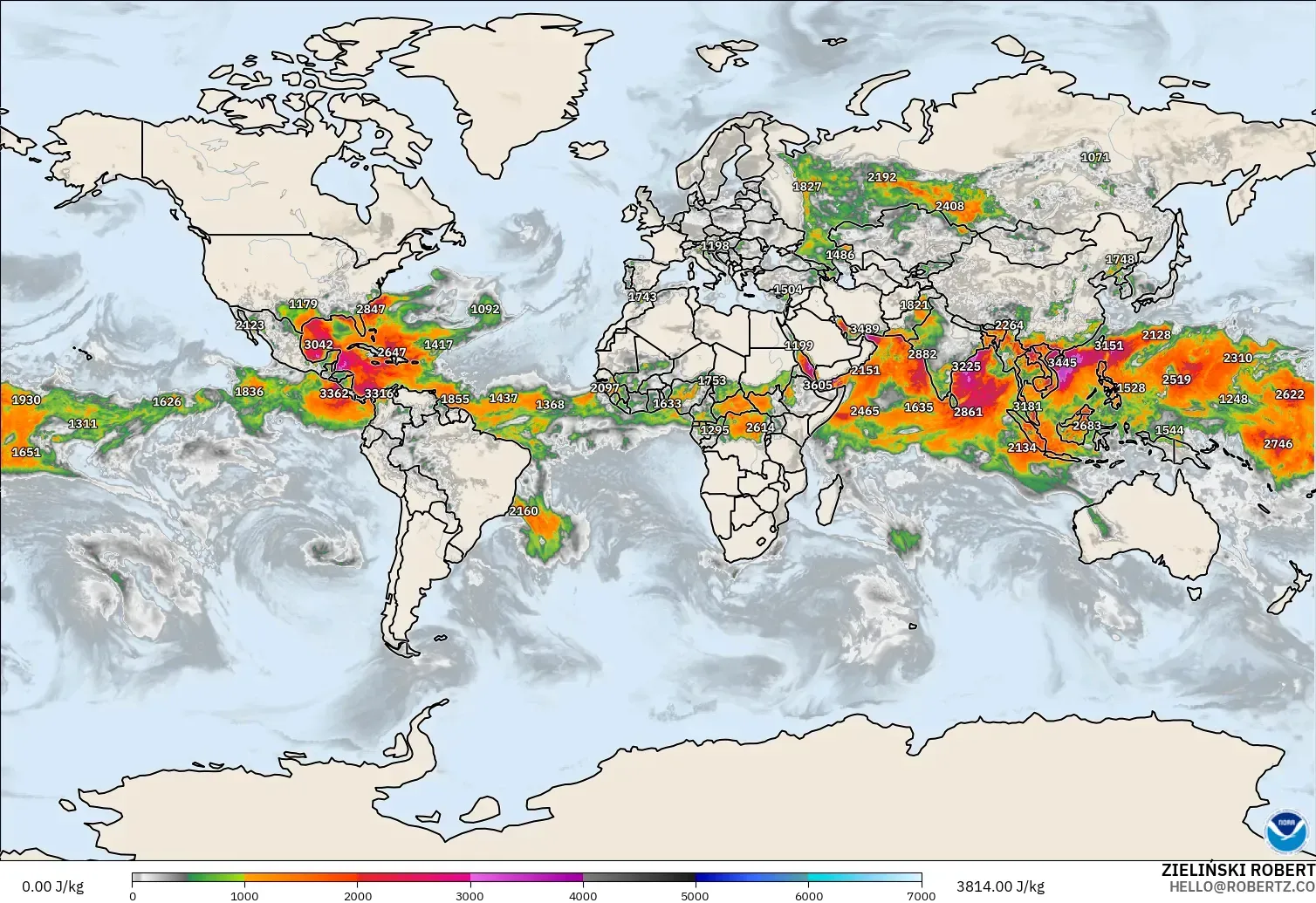 GFS model - World, CAPE