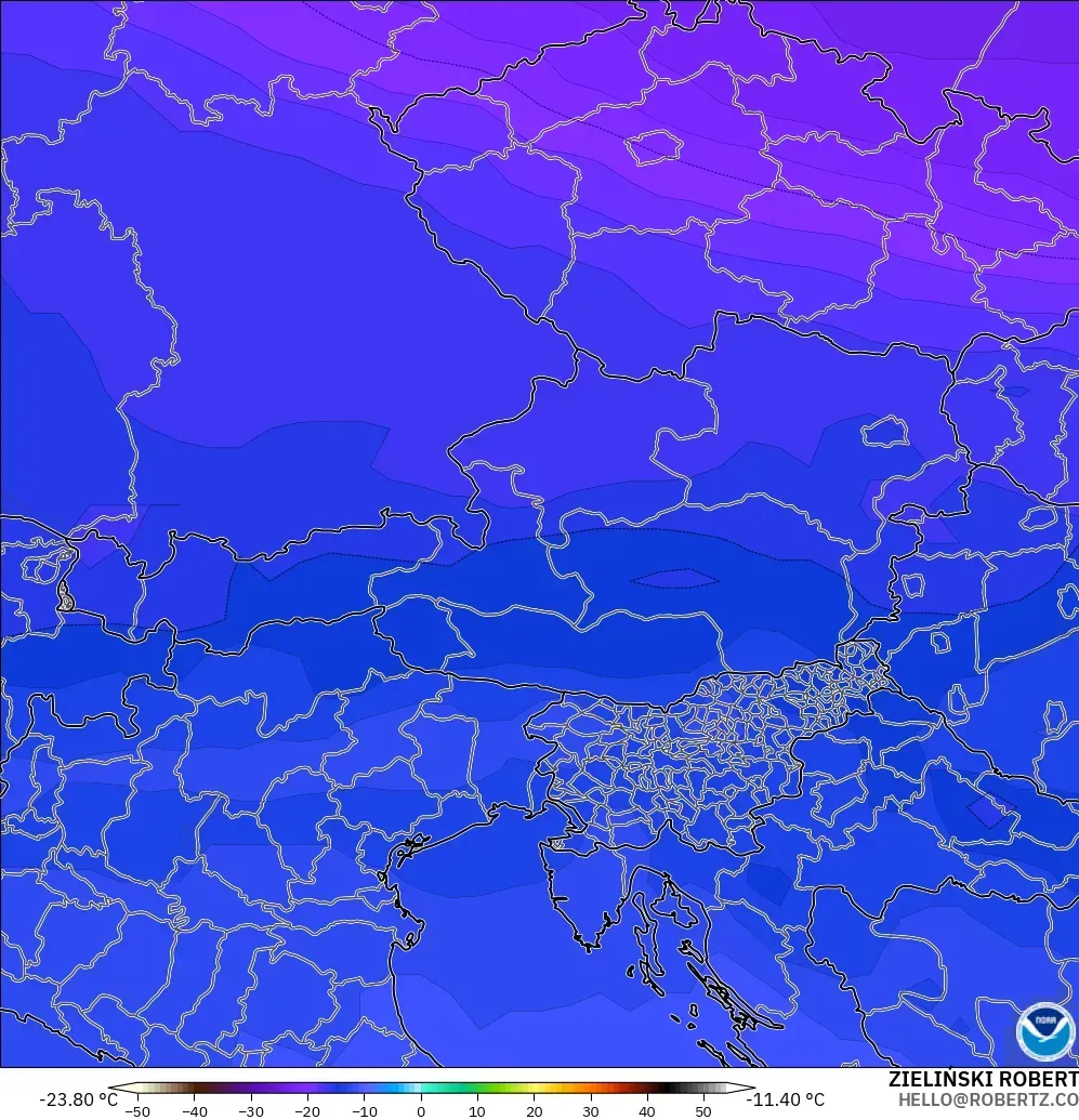 GFS model - Austria, Temperature at 500hPa