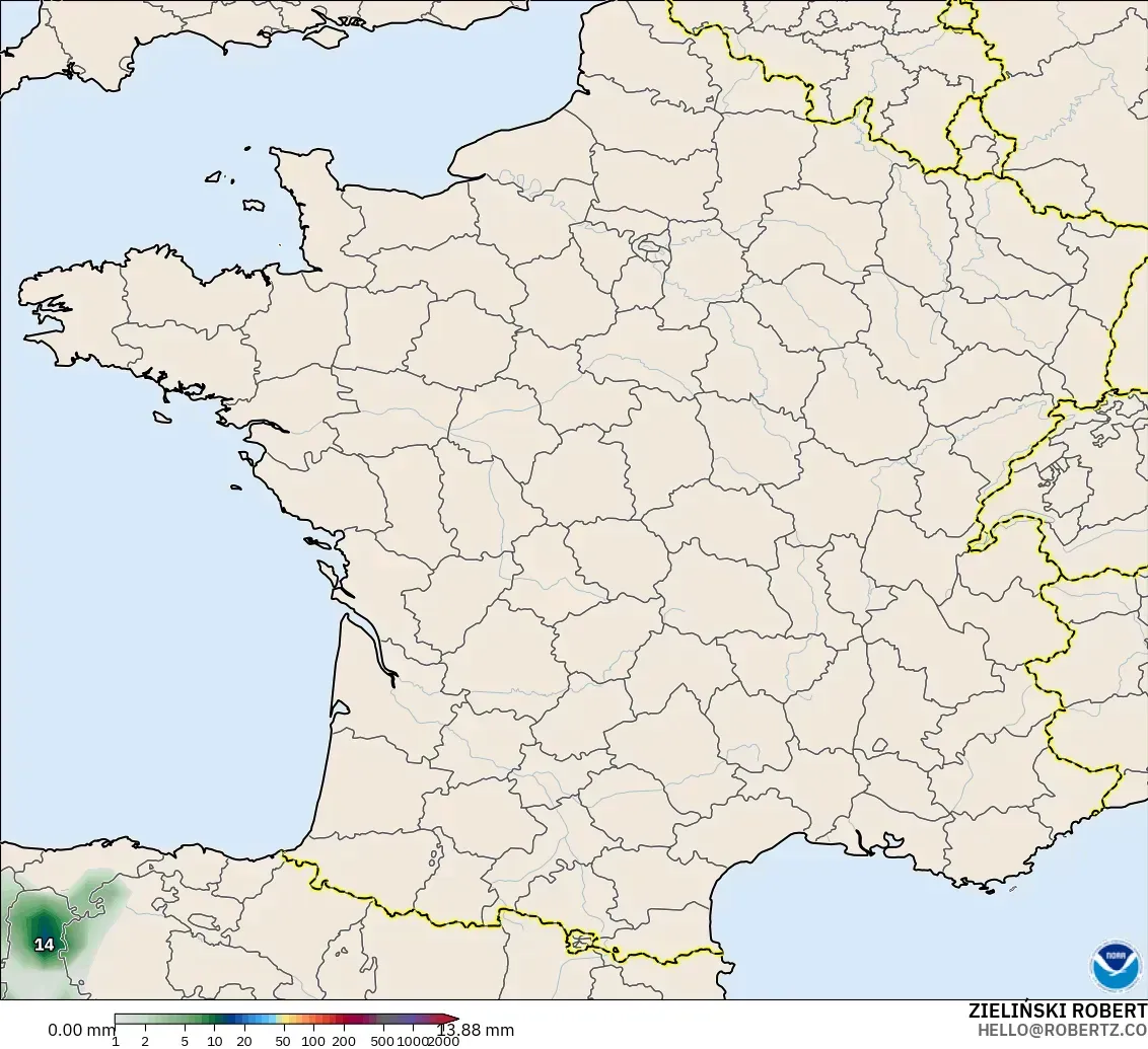 GFS model - France, Precipitation Accumulation