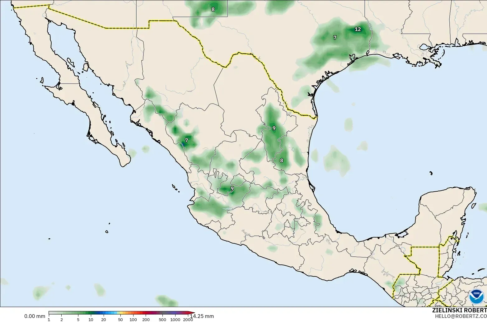 GFS model - Mexico, Precipitation Accumulation