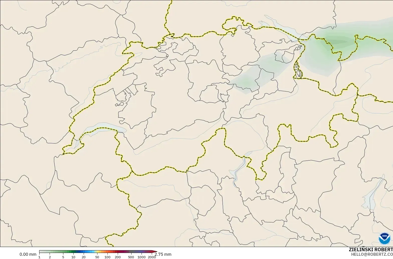 GFS model - Switzerland, Precipitation Accumulation