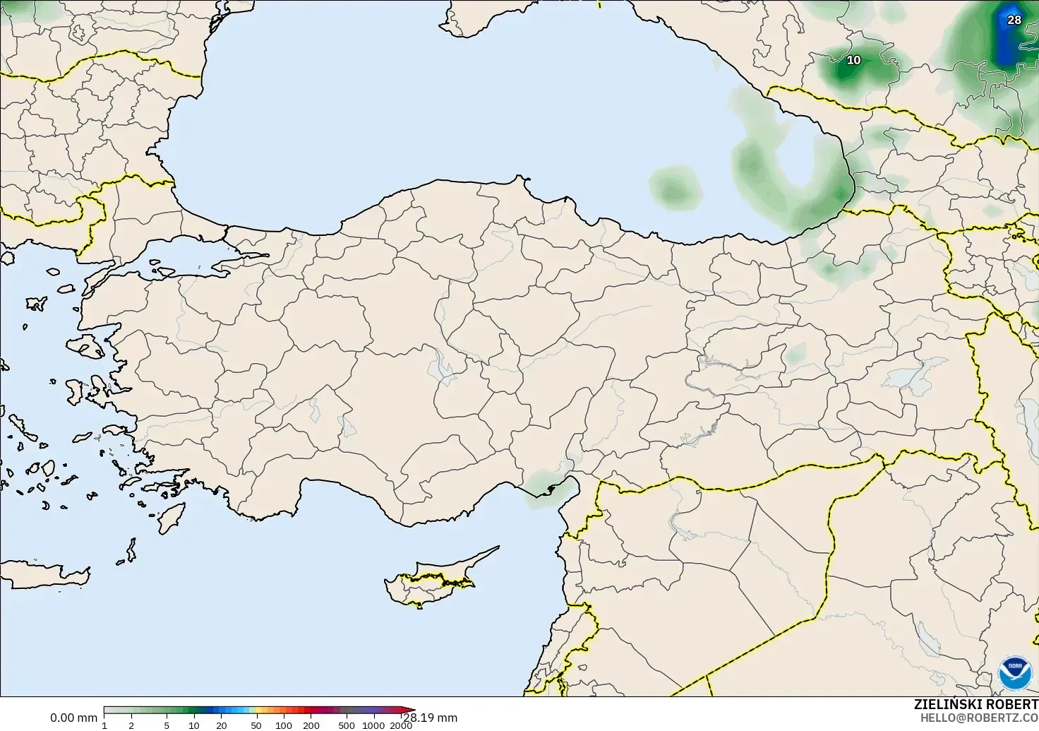 GFS model - Turkey, Precipitation Accumulation