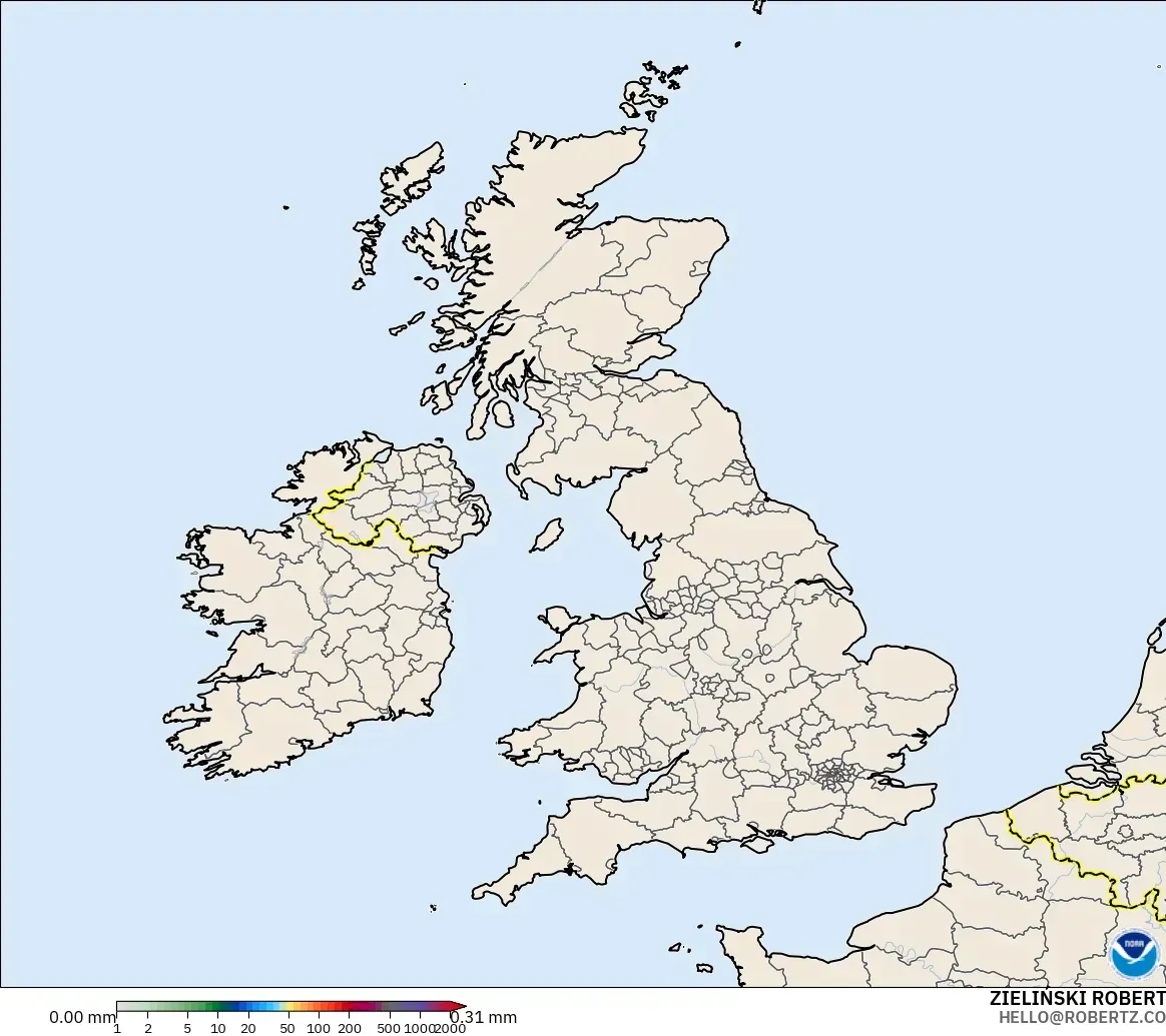 GFS model - United Kingdom, Precipitation Accumulation