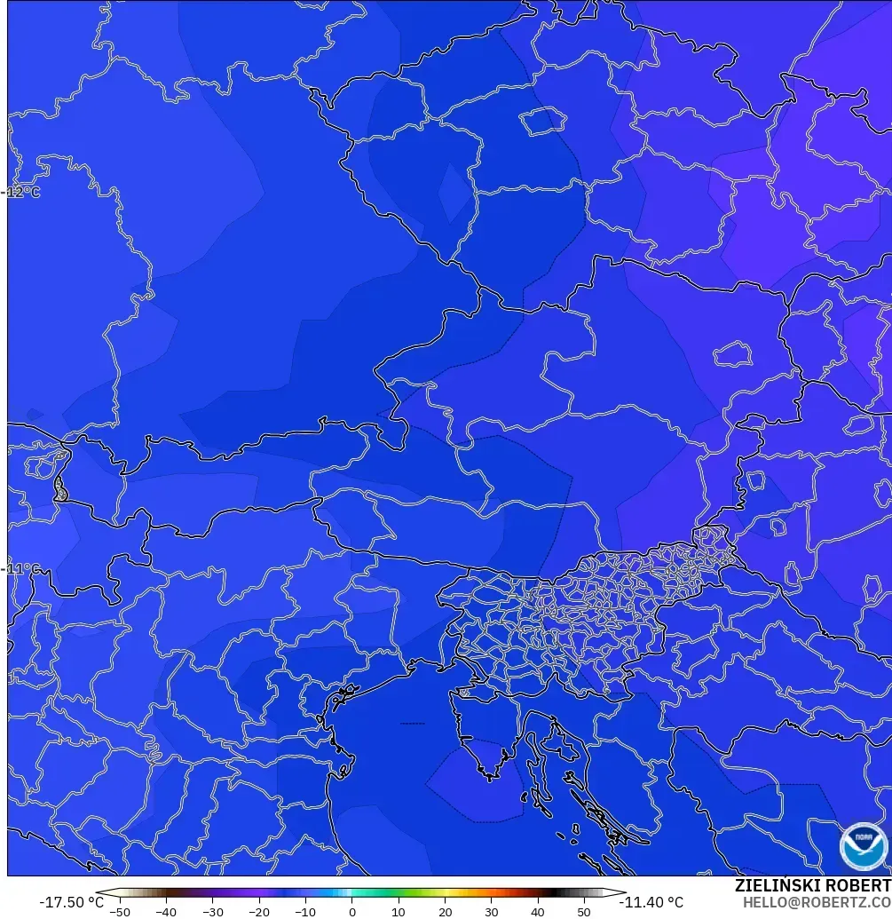 GFS model - Austria, Temperature at 500hPa