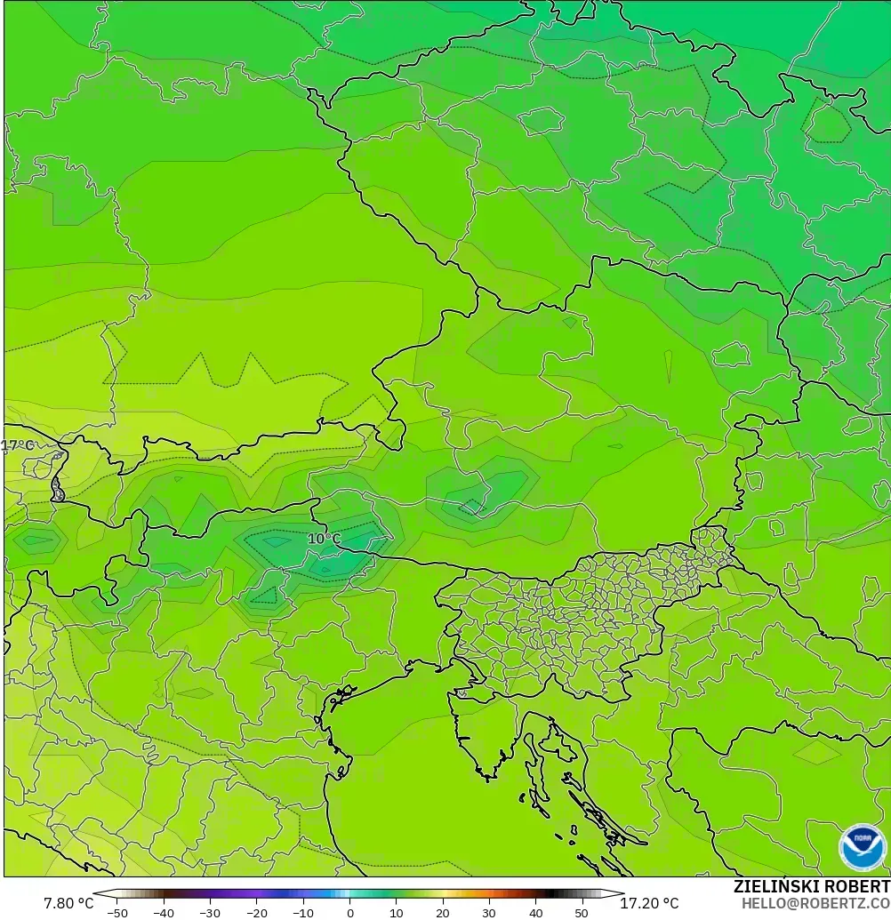 GFS model - Austria, Temperature at 850hPa
