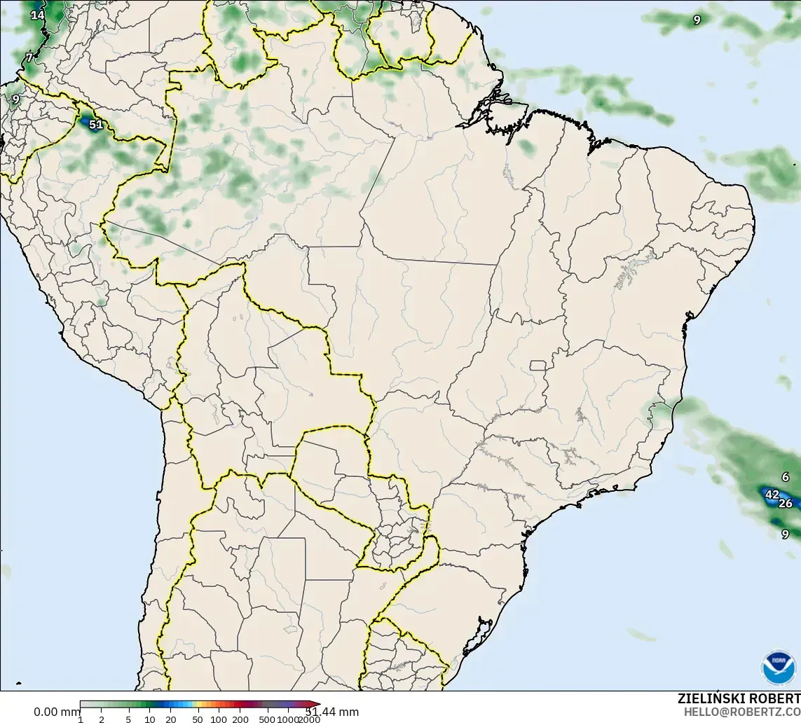GFS model - Brazil, Precipitation Accumulation
