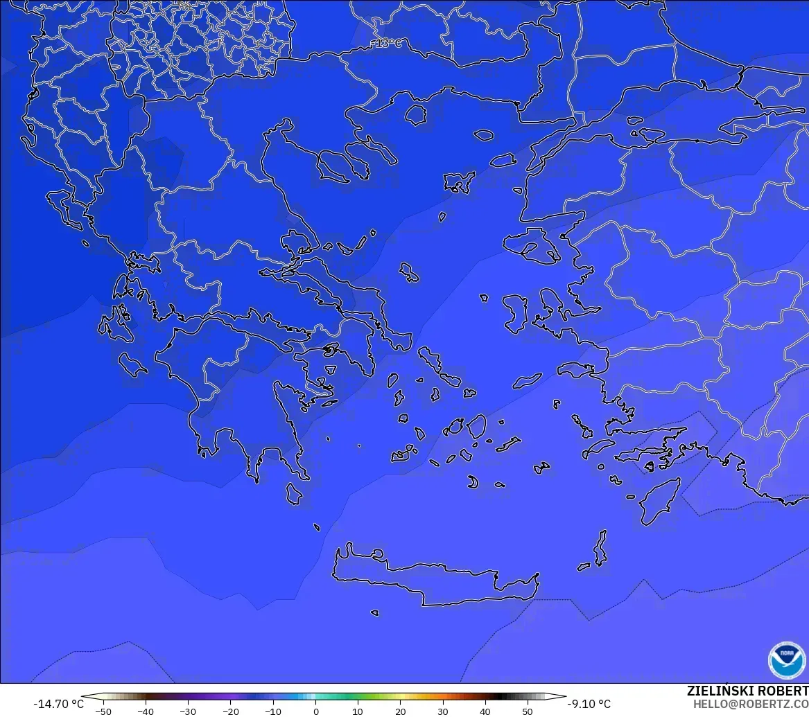GFS model - Greece, Temperature at 500hPa