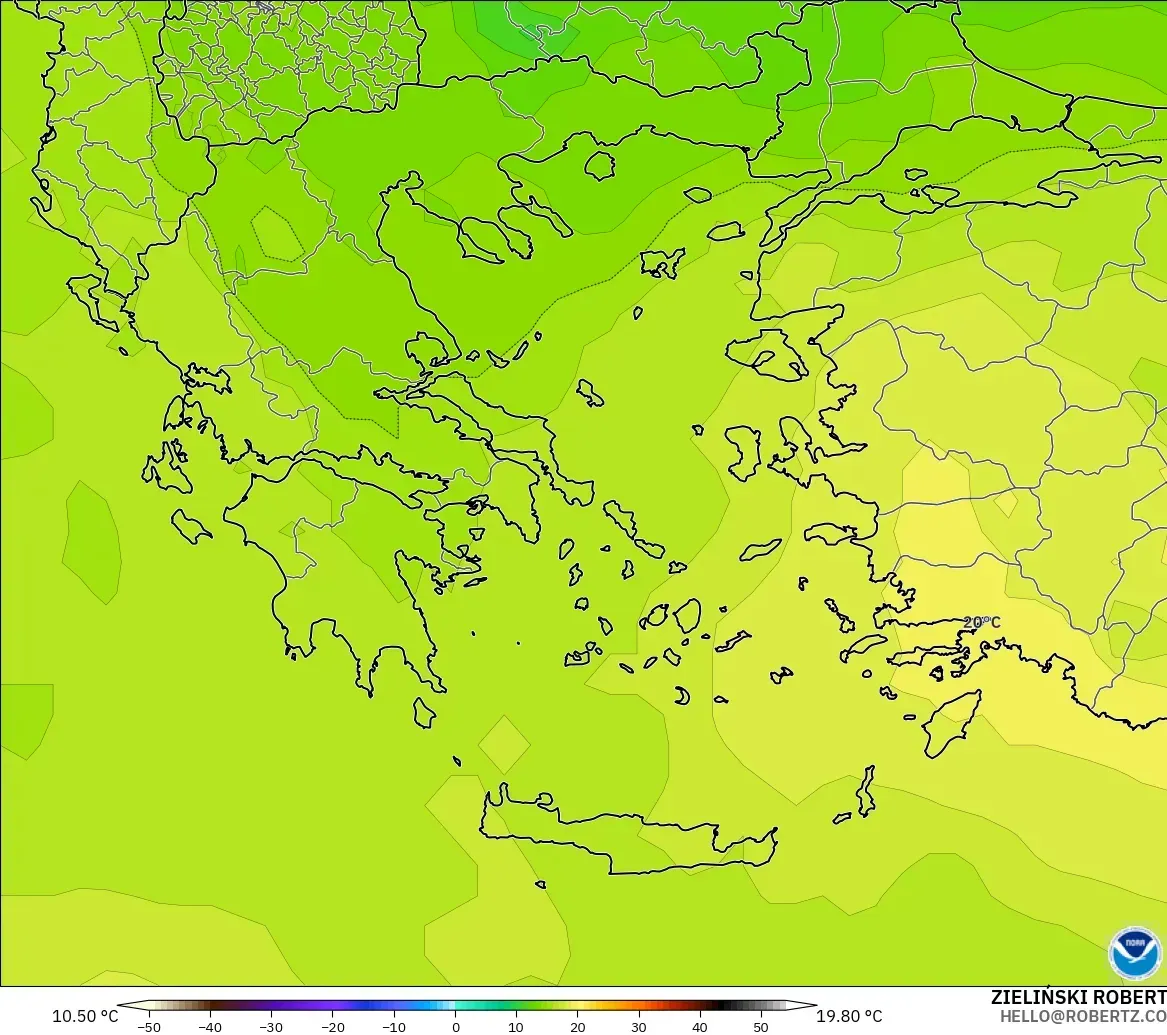 GFS model - Greece, Temperature at 850hPa