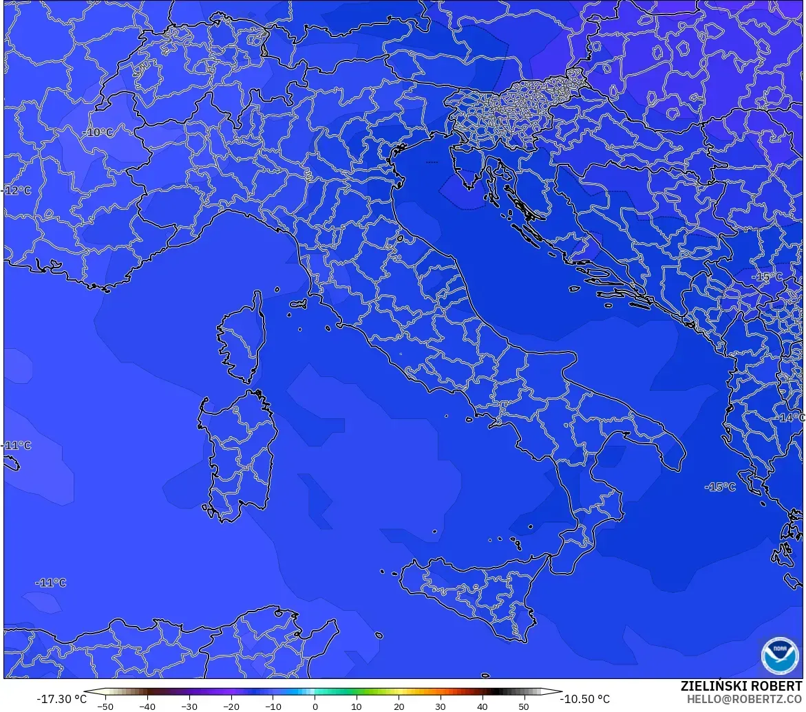 GFS model - Italy, Temperature at 500hPa