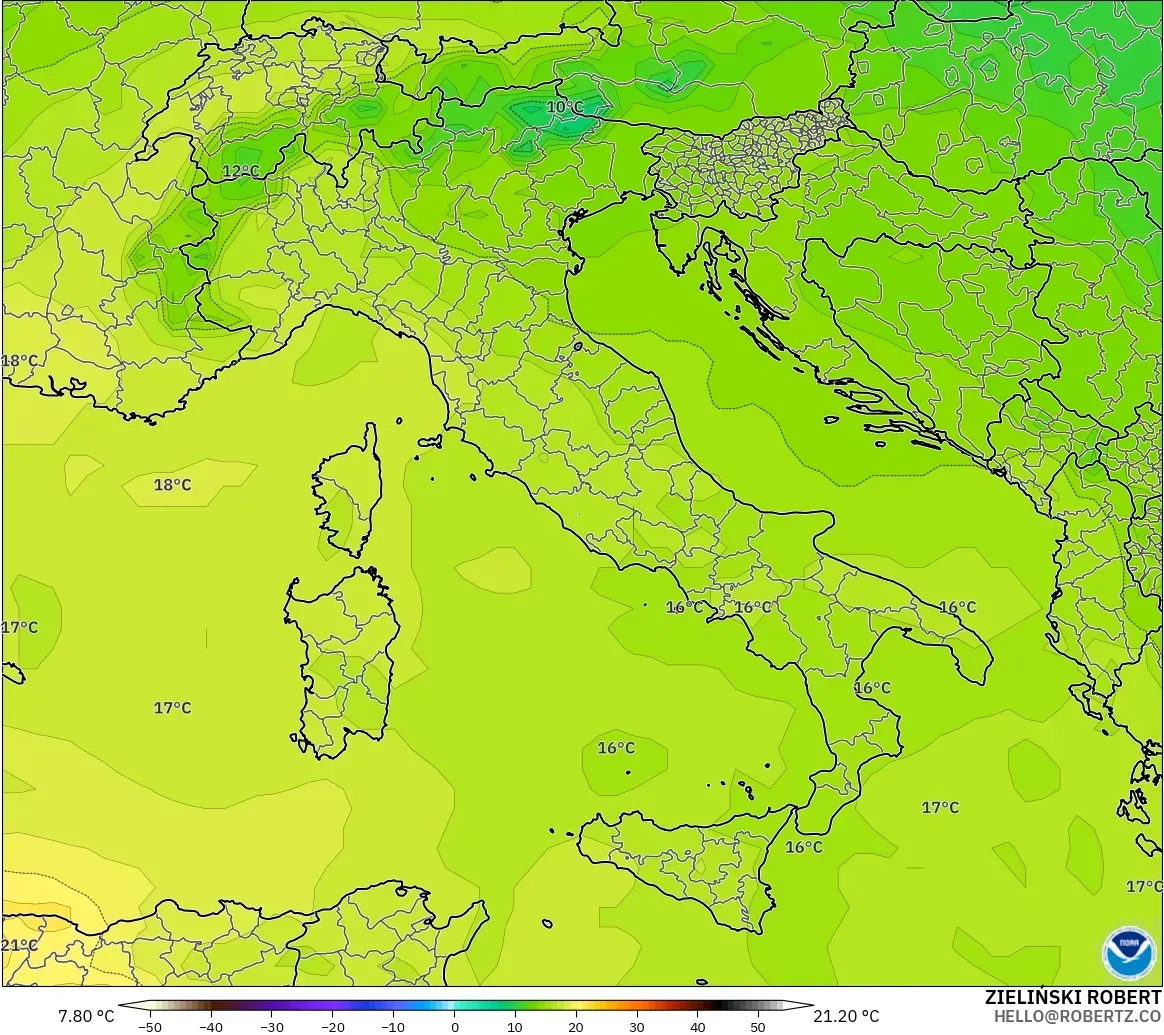 GFS model - Italy, Temperature at 850hPa