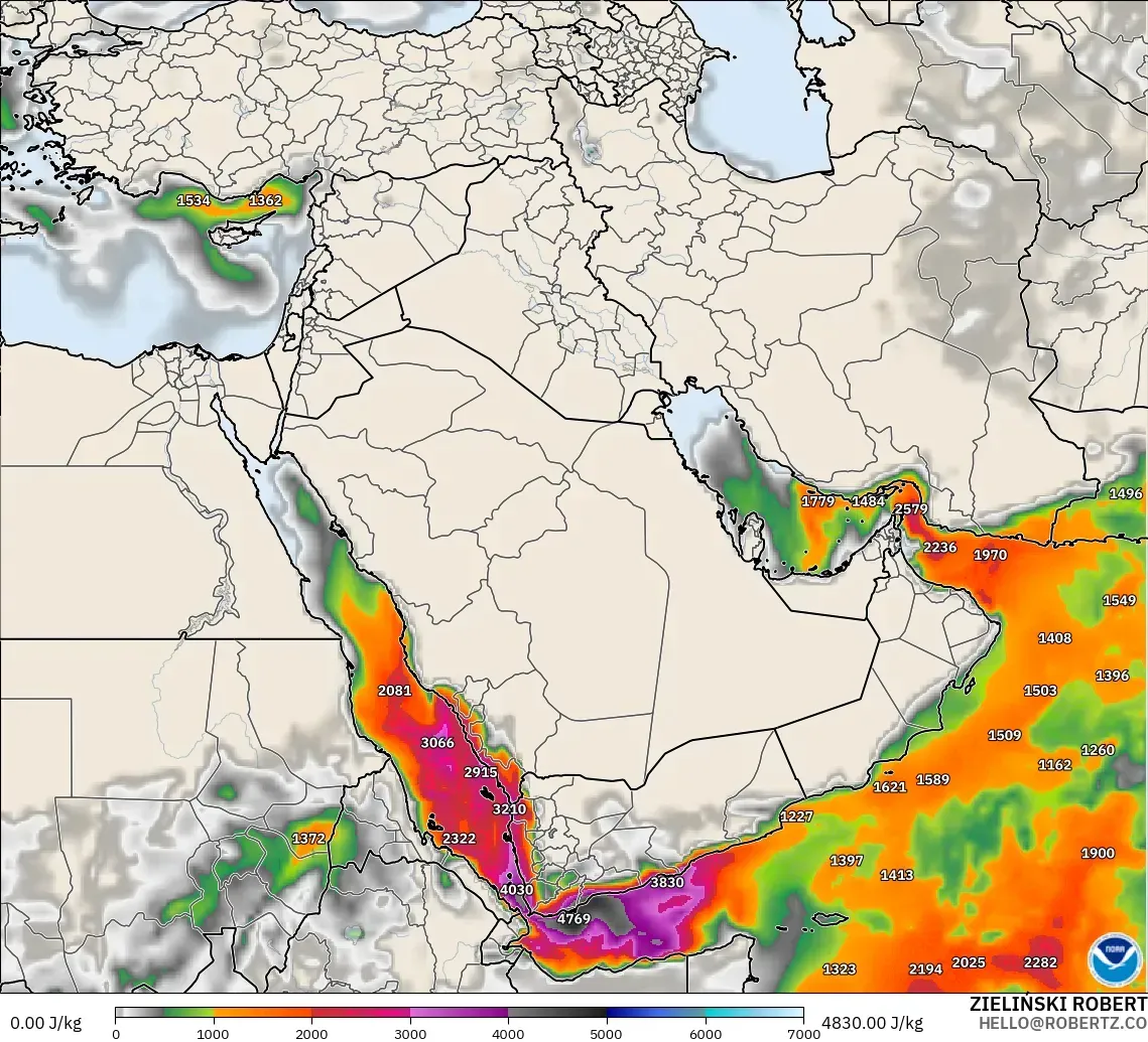 GFS model - Middle East, CAPE