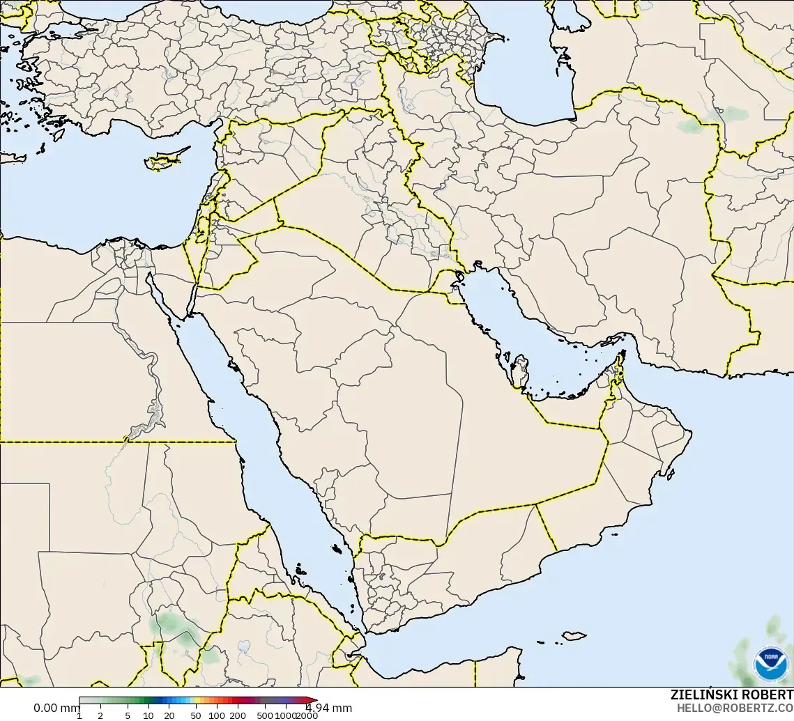 GFS model - Middle East, Precipitation Accumulation