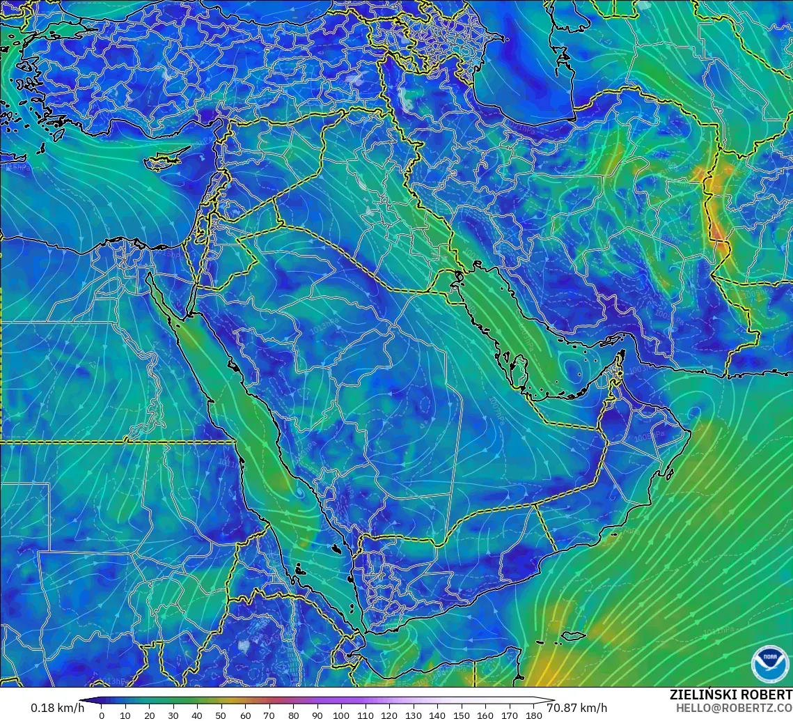 GFS model - Middle East, Wind at 10m