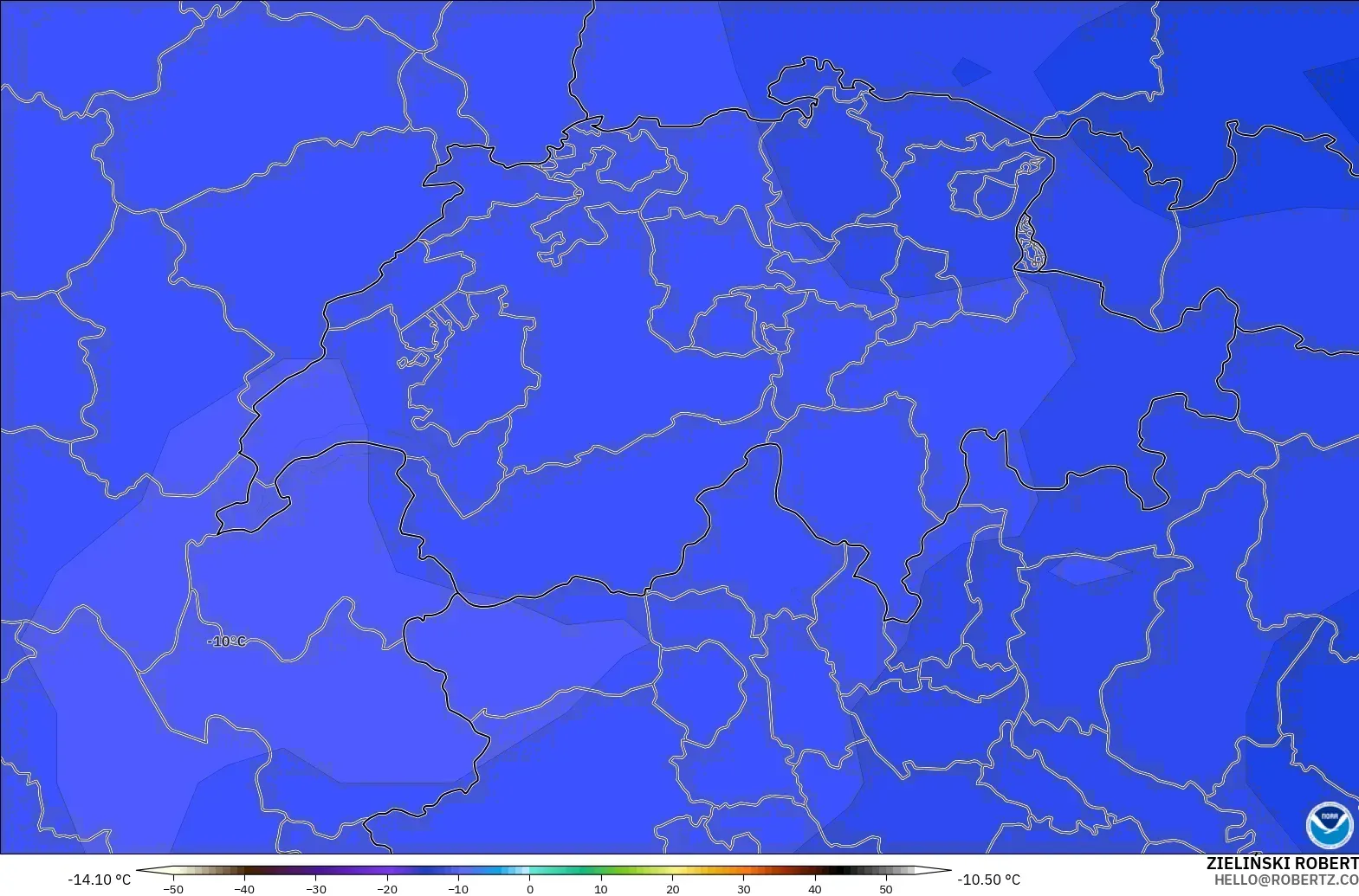GFS model - Switzerland, Temperature at 500hPa