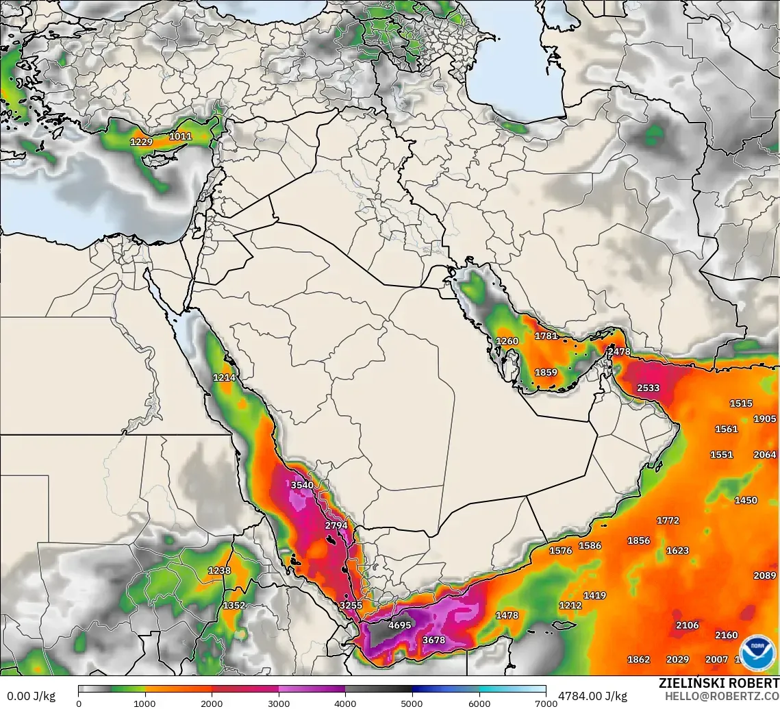 GFS model - Middle East, CAPE