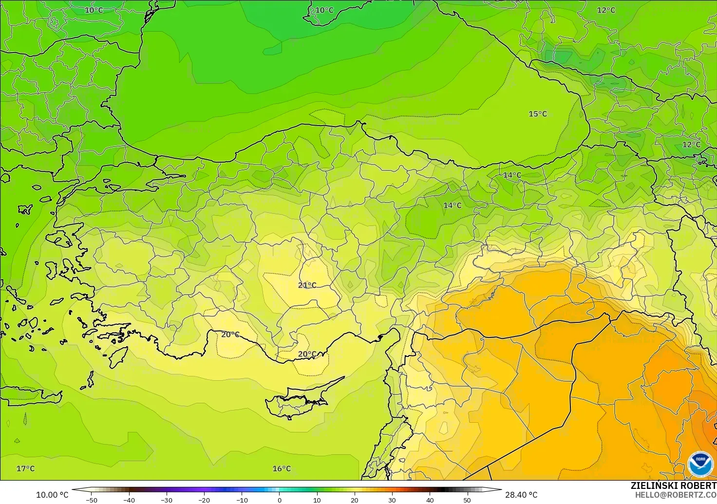 GFS model - Turkey, Temperature at 850hPa