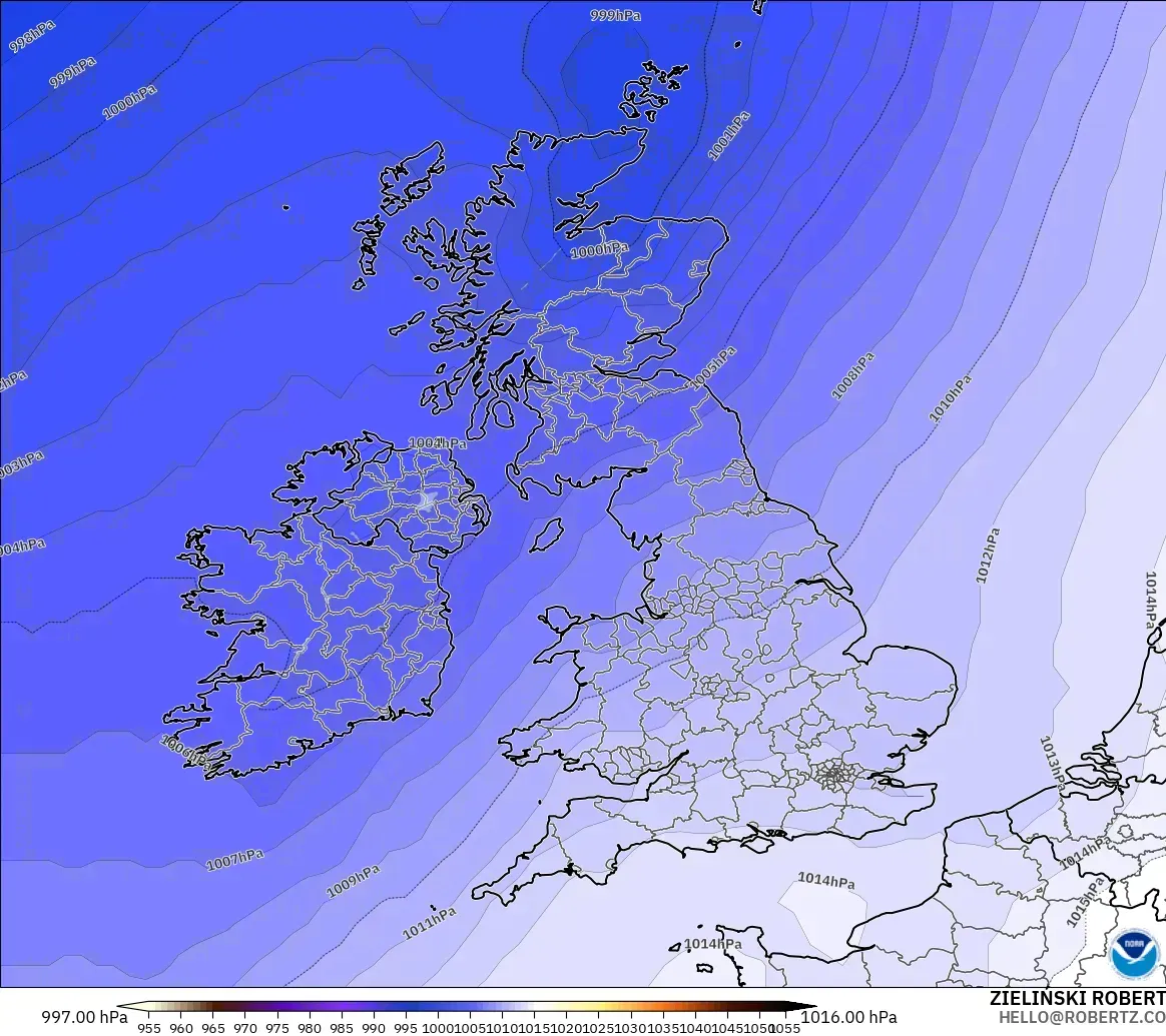 GFS model - United Kingdom, Pressure