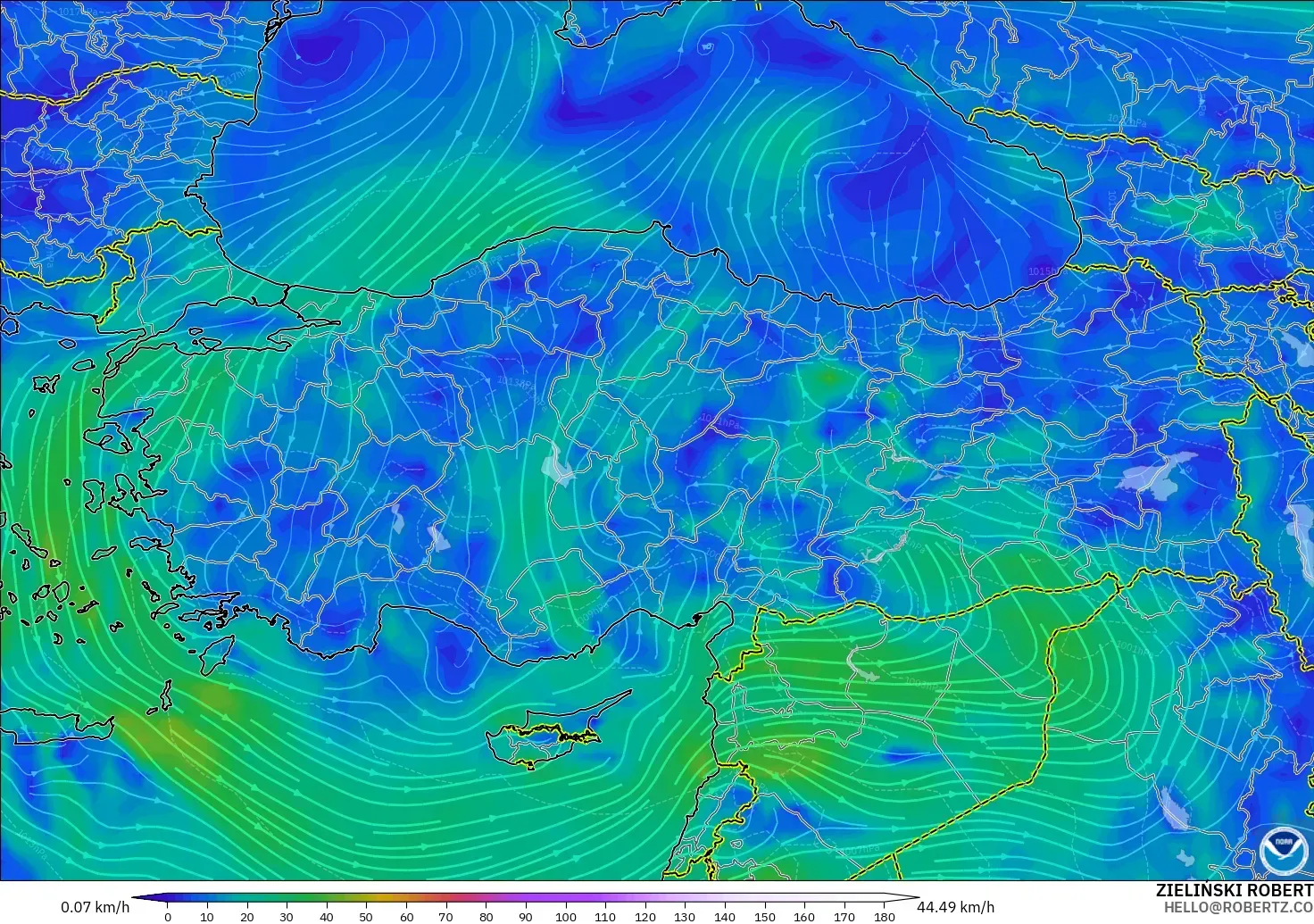 GFS model - Turkey, Wind at 10m