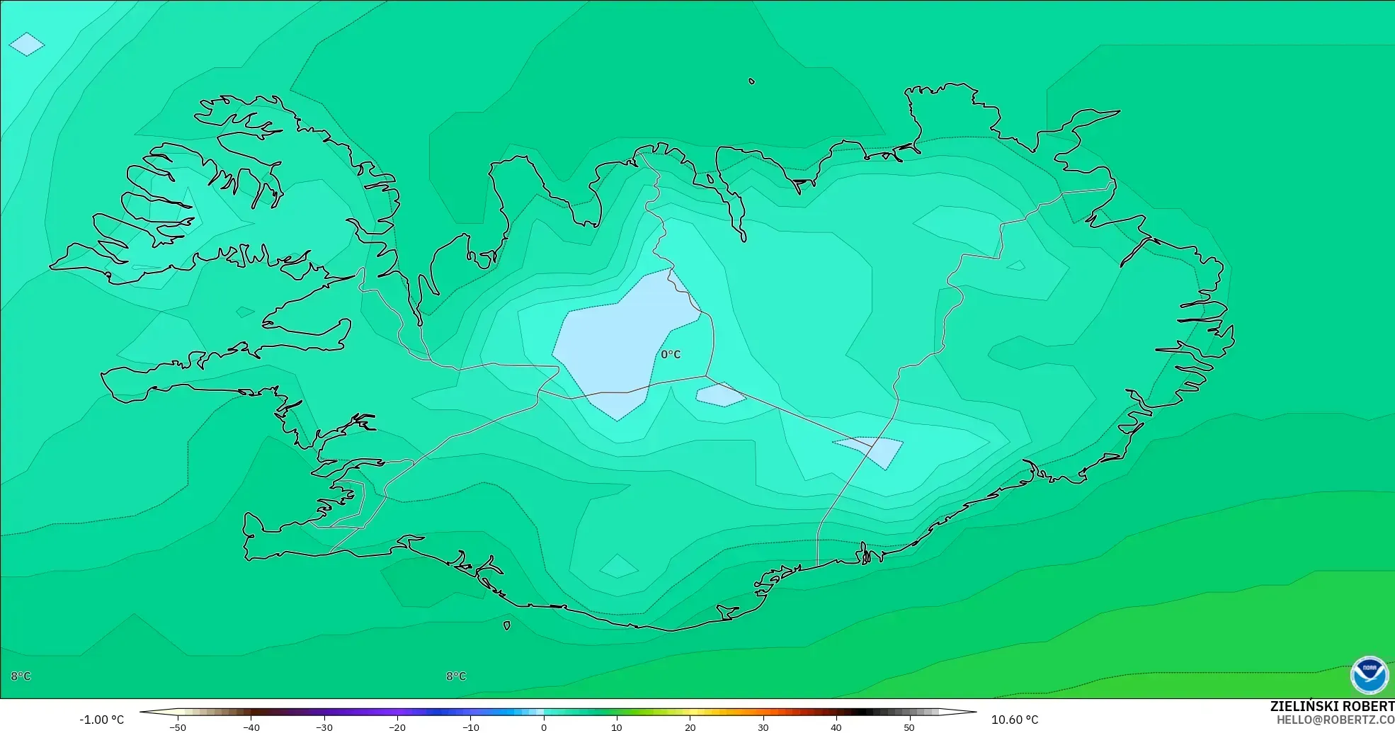 GFS model - Iceland, Dewpoint at 2m