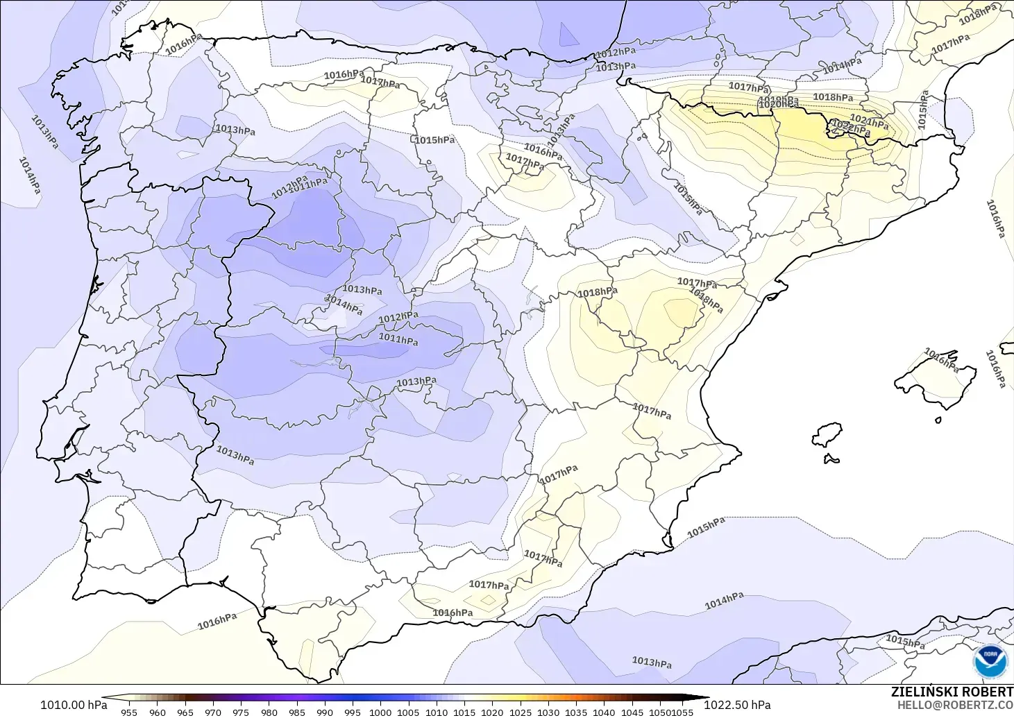 GFS model - Spain, Pressure