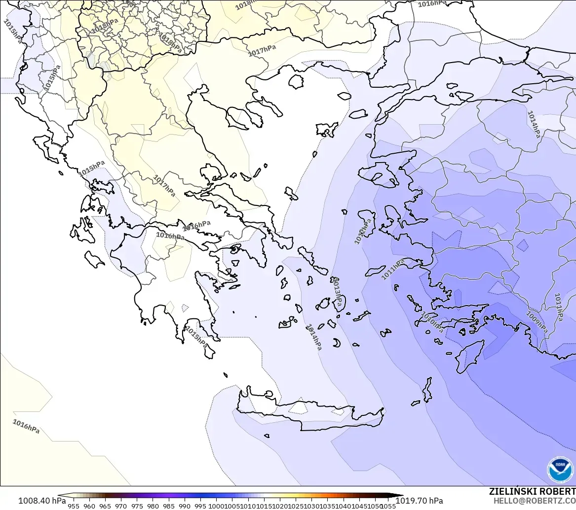 GFS model - Greece, Pressure