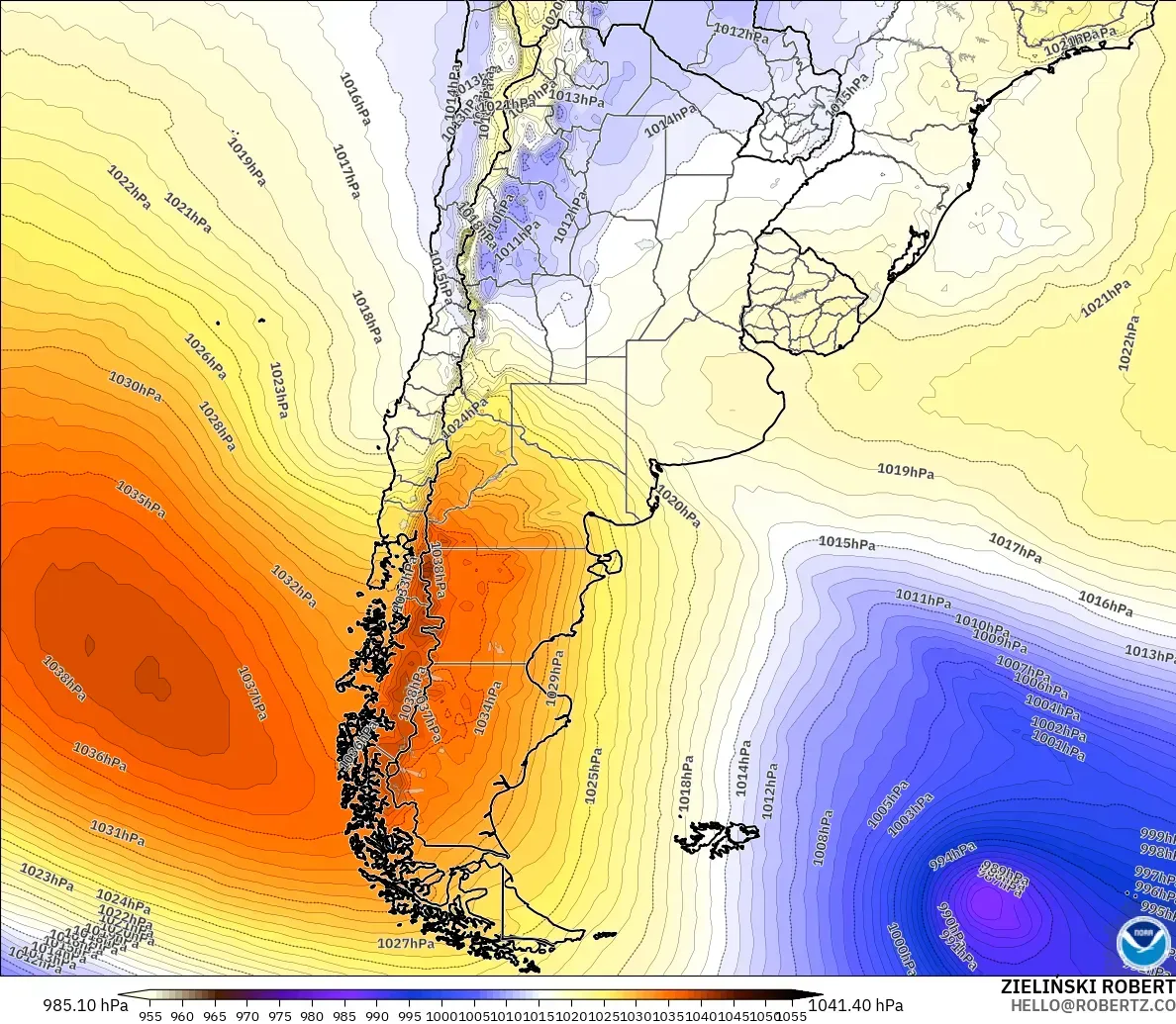 GFS model - Argentina, Pressure
