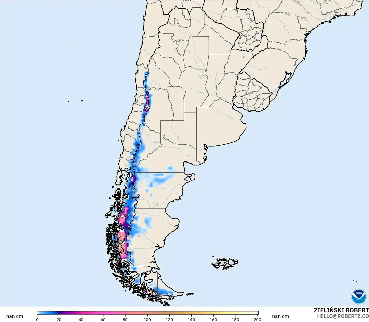 GFS model - Argentina, Snow Depth