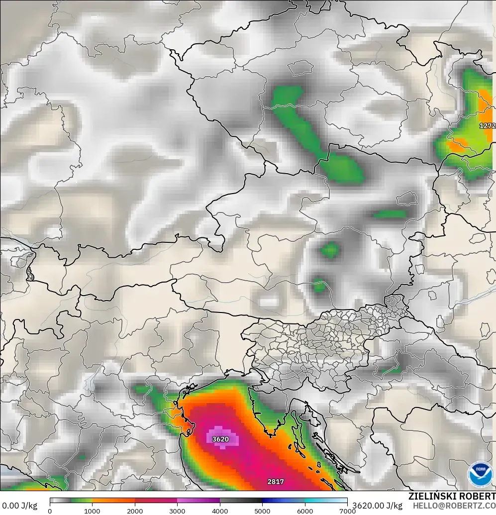 GFS model - Austria, CAPE