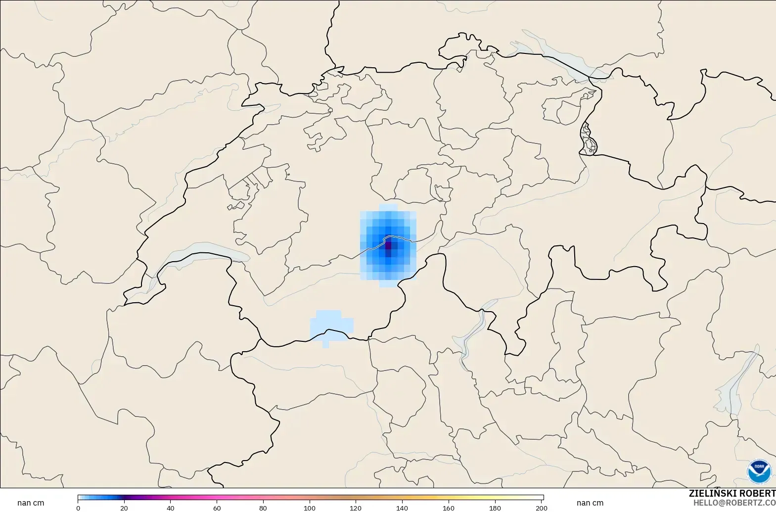 GFS model - Switzerland, Snow Depth
