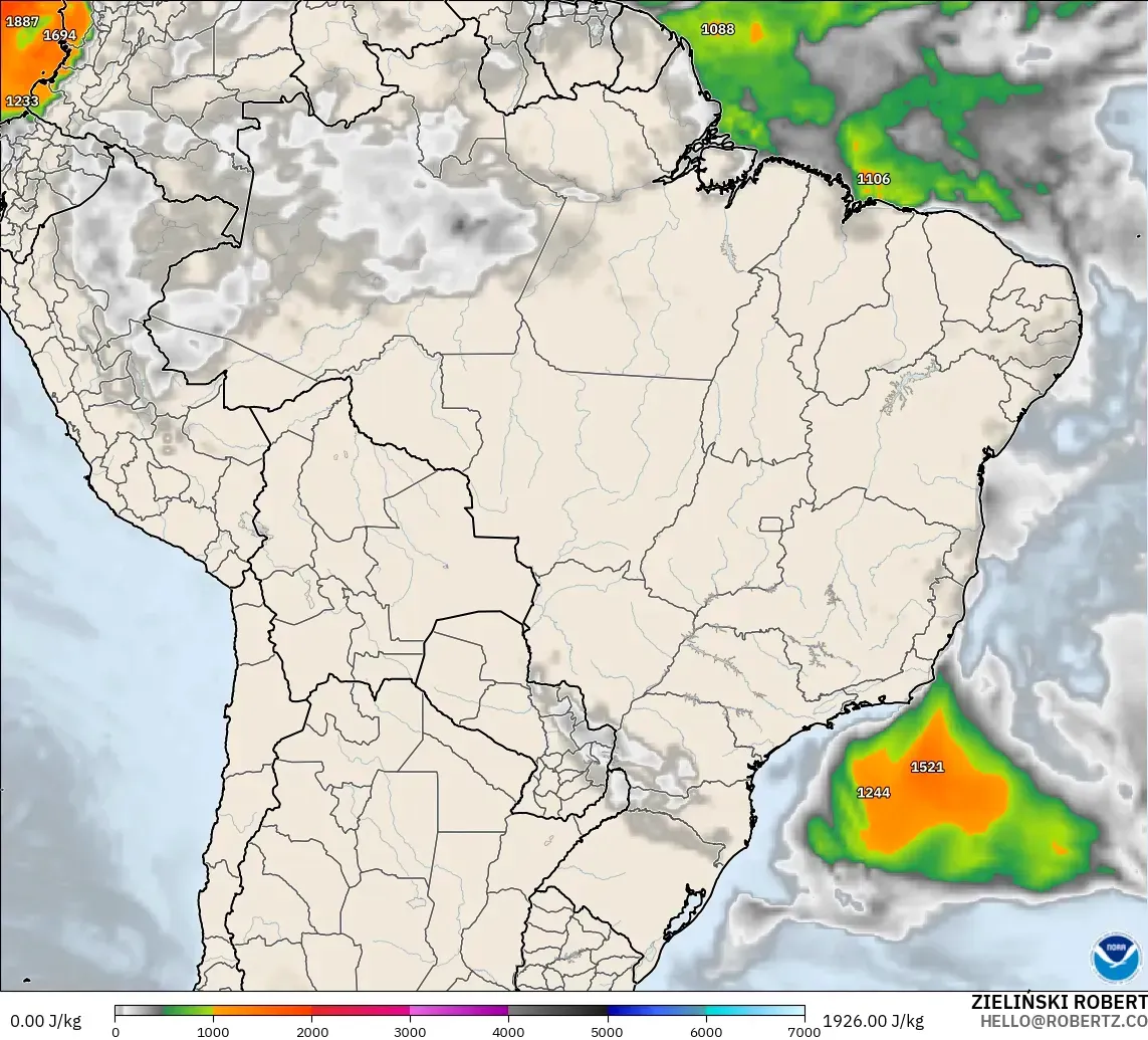 GFS model - Brazil, CAPE