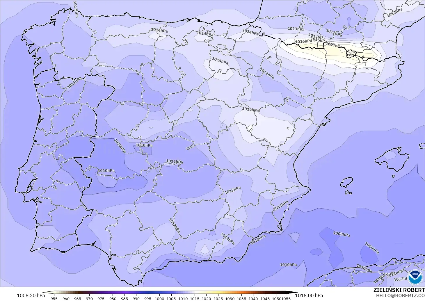 GFS model - Spain, Pressure