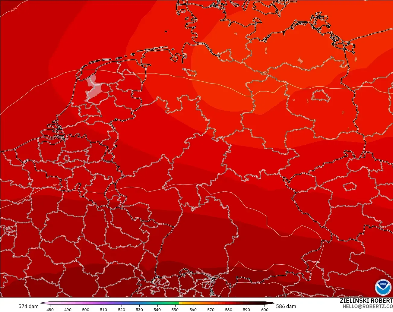 GFS model - Germany, Geopotential height at 500hPa