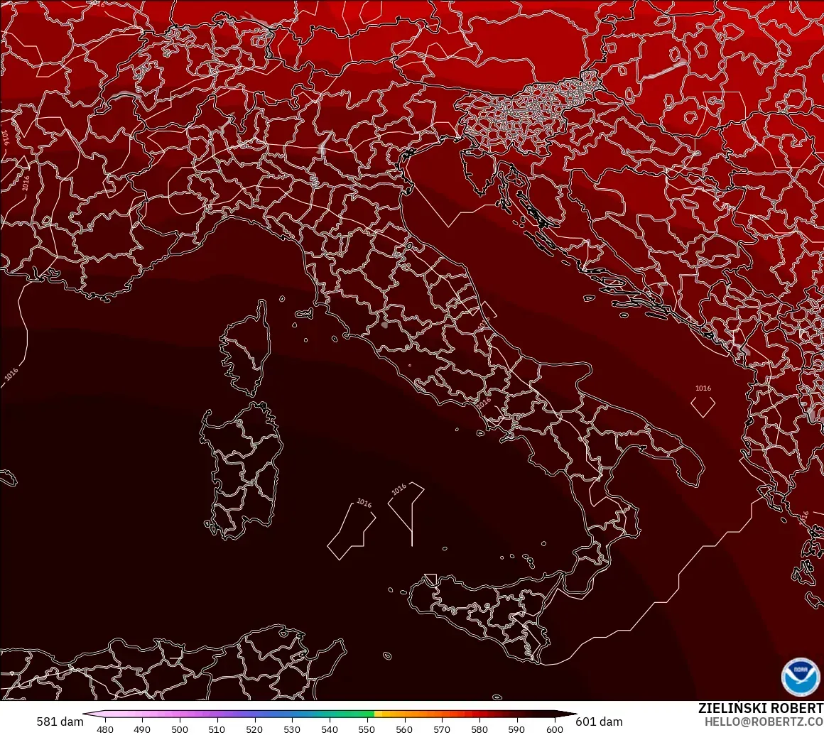 GFS model - Italy, Geopotential height at 500hPa