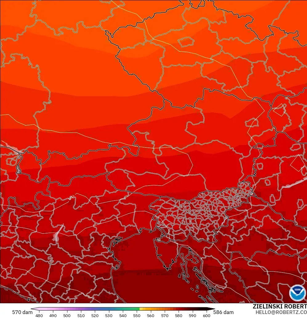 GFS model - Austria, Geopotential height at 500hPa