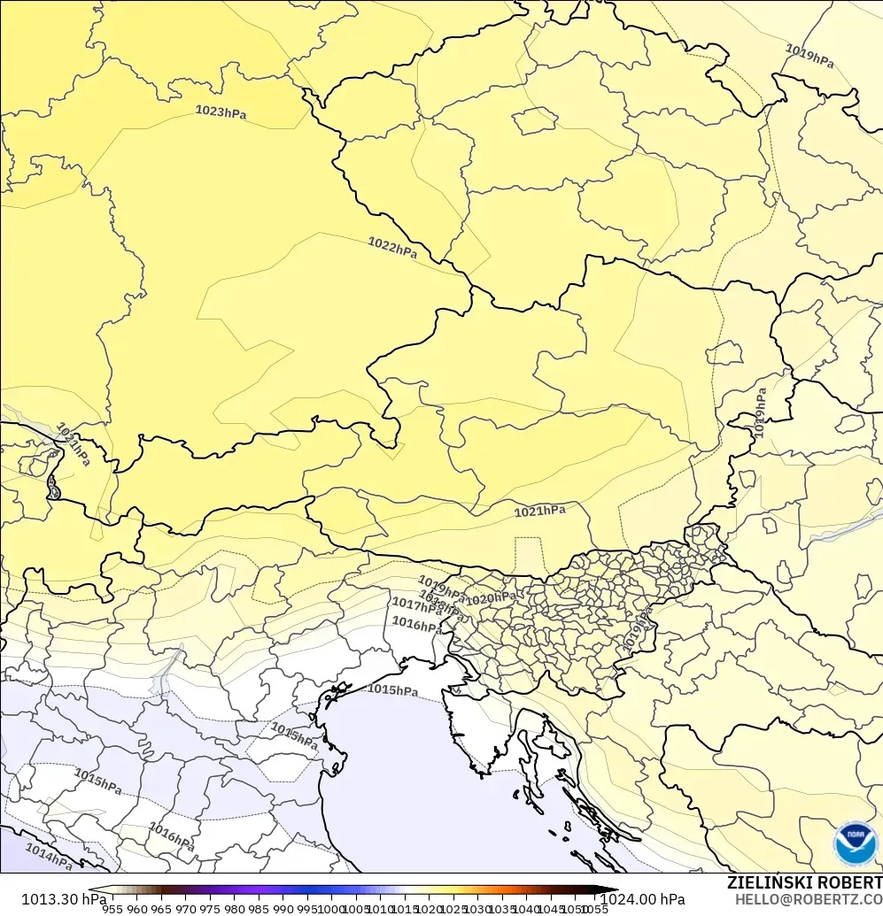 GFS model - Austria, Pressure