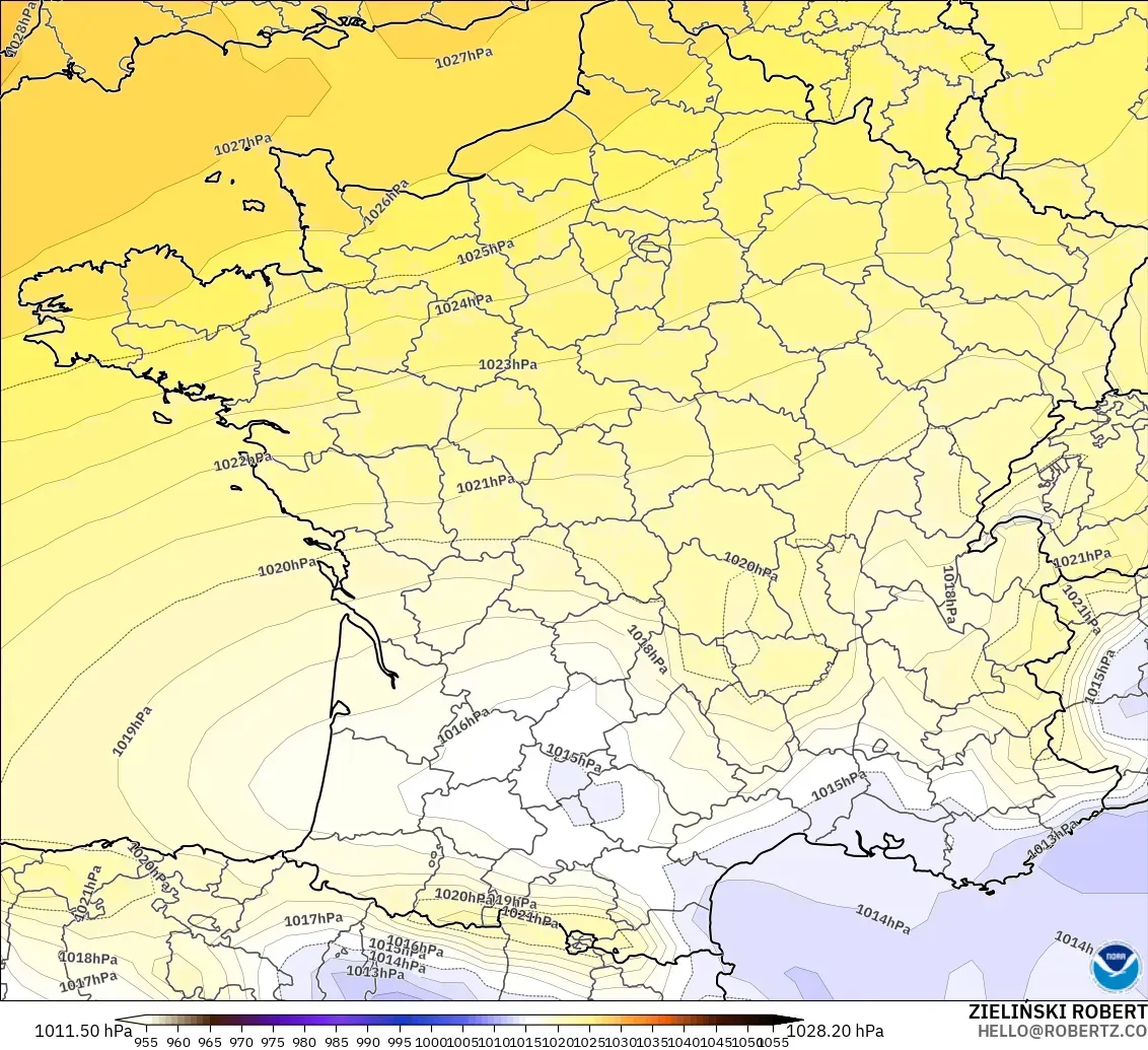 GFS model - France, Pressure