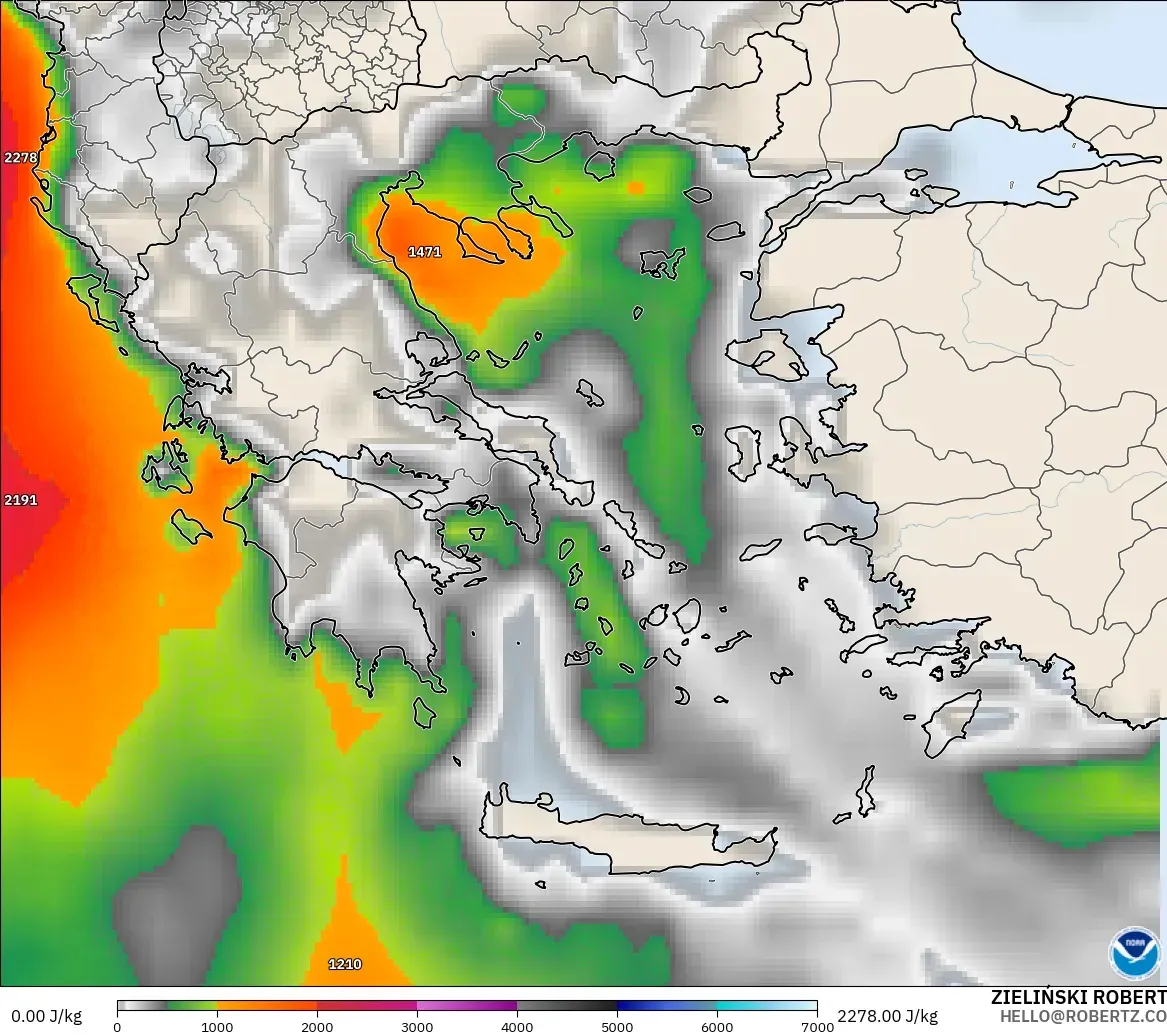 GFS model - Greece, CAPE