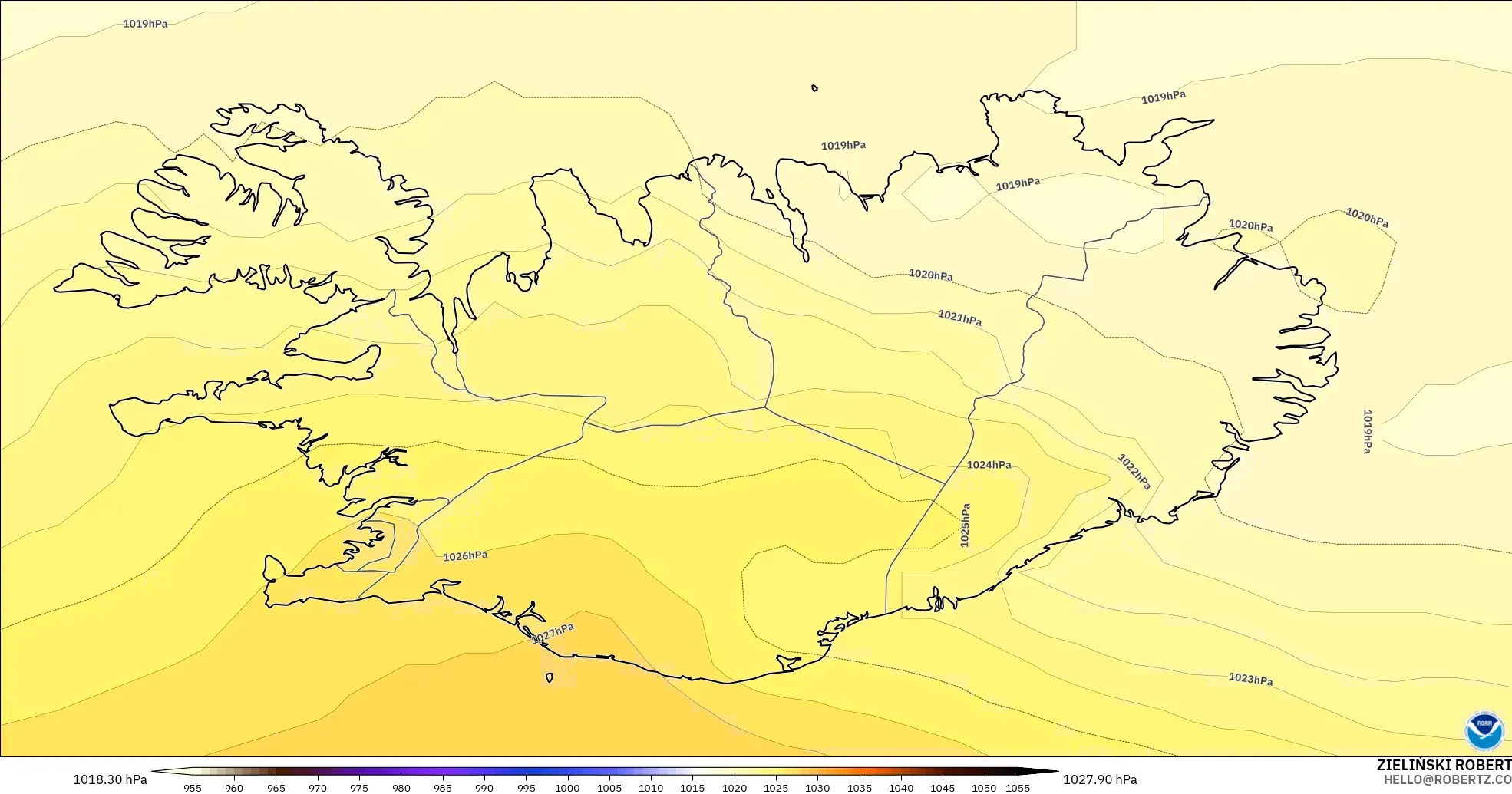 GFS model - Iceland, Pressure