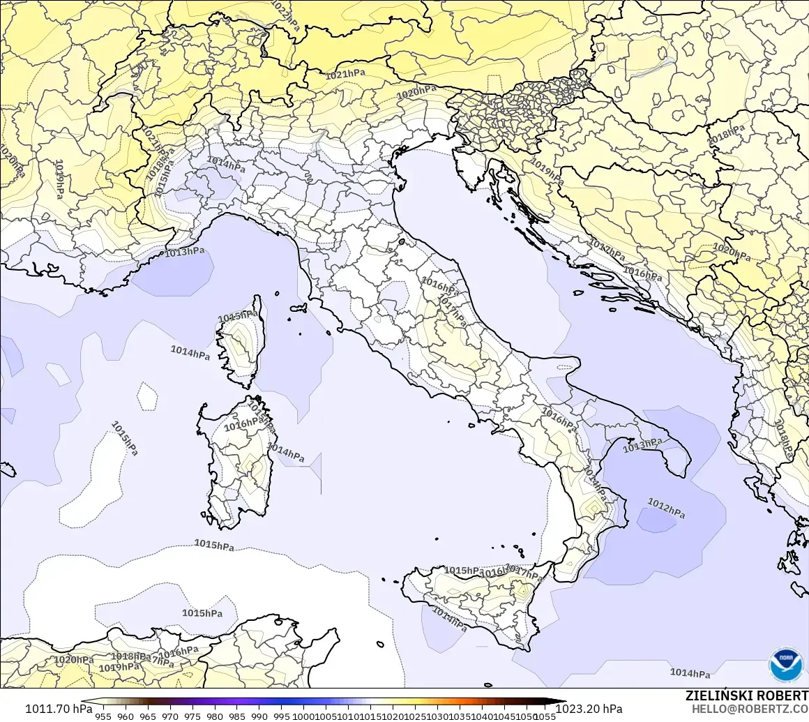GFS model - Italy, Pressure