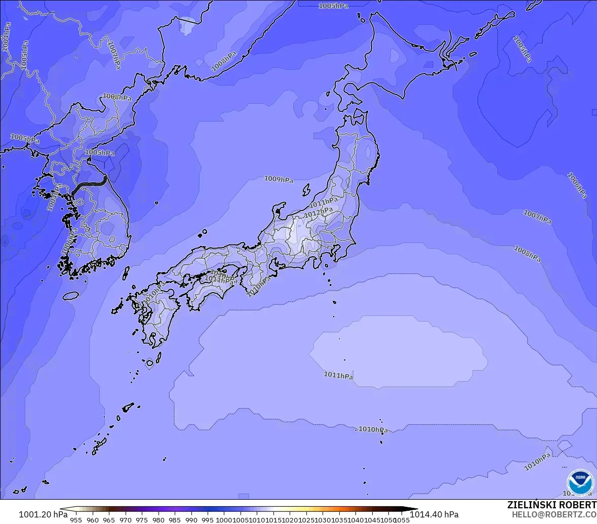 GFS model - Japan, Pressure