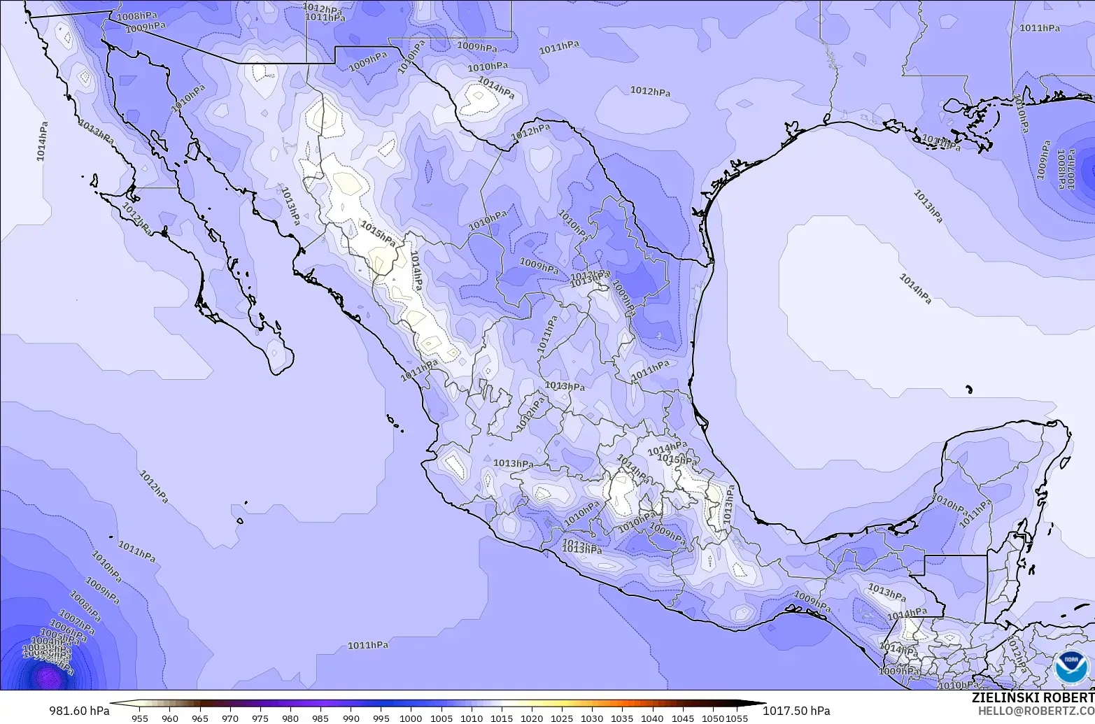 GFS model - Mexico, Pressure