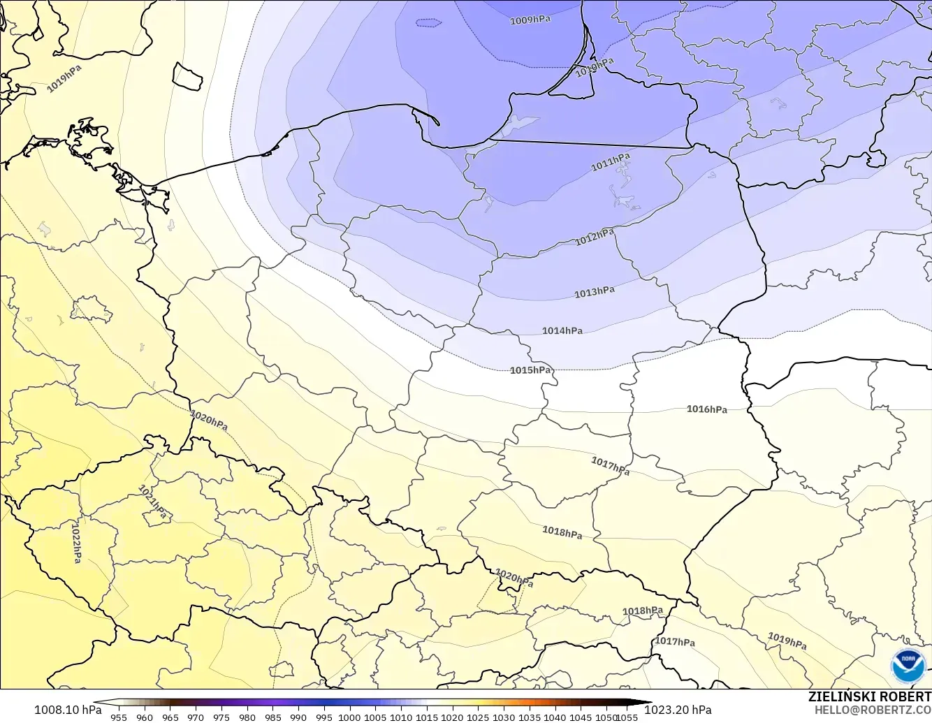 GFS model - Poland, Pressure