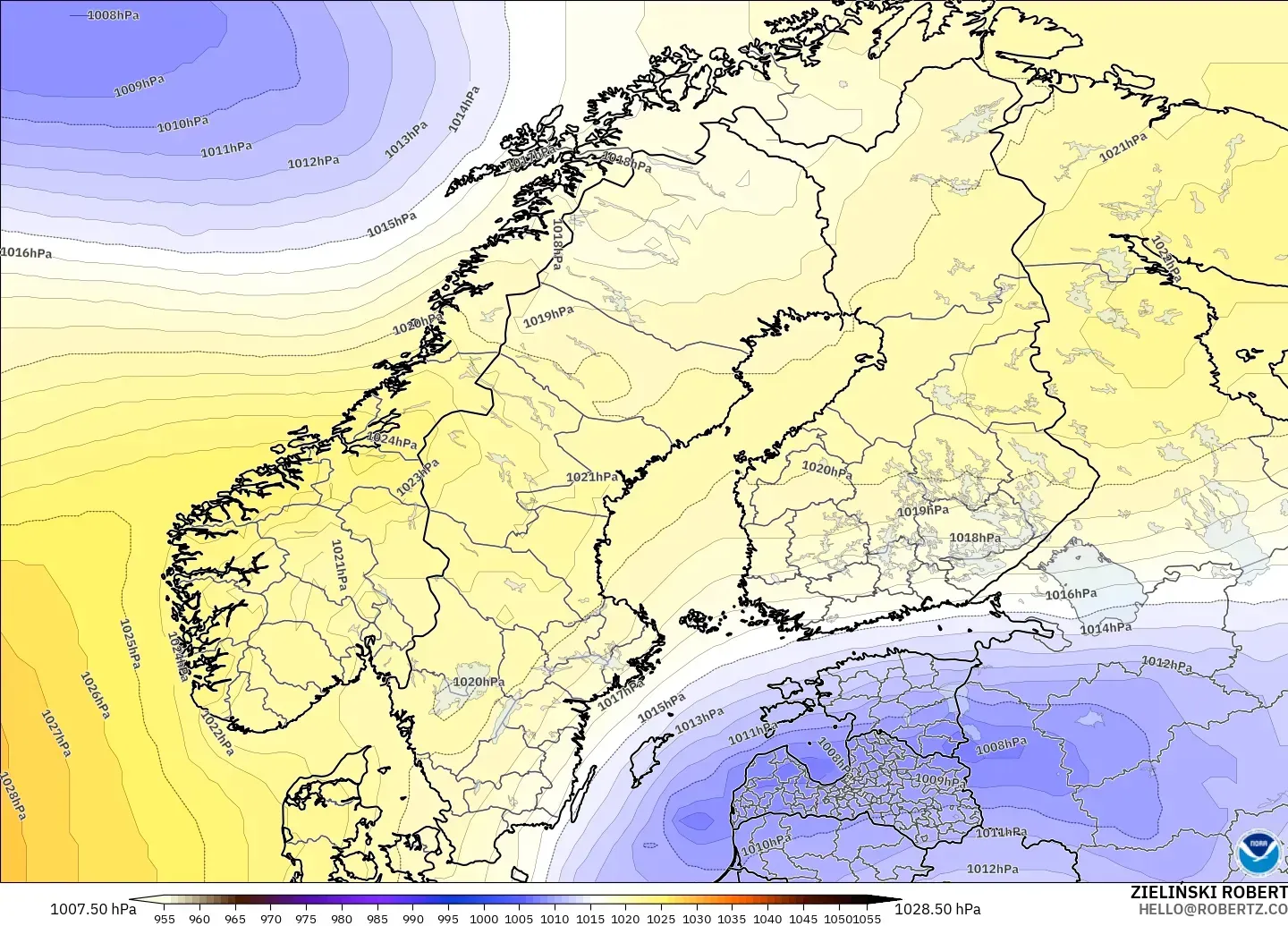 GFS model - Scandinavia, Pressure