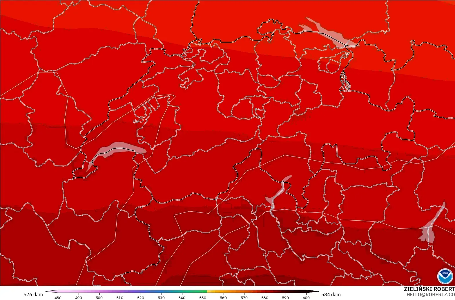 GFS model - Switzerland, Geopotential height at 500hPa